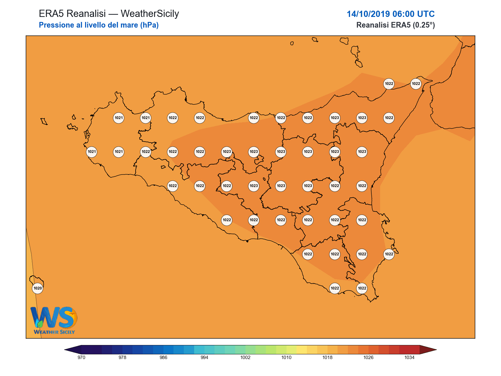 Pressione al livello del mare · 2019101406
