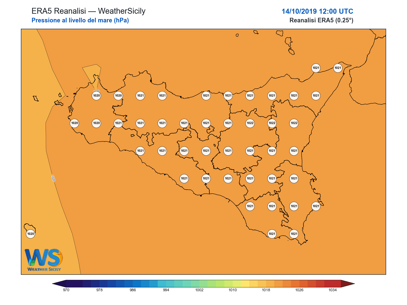 Pressione al livello del mare · 2019101412