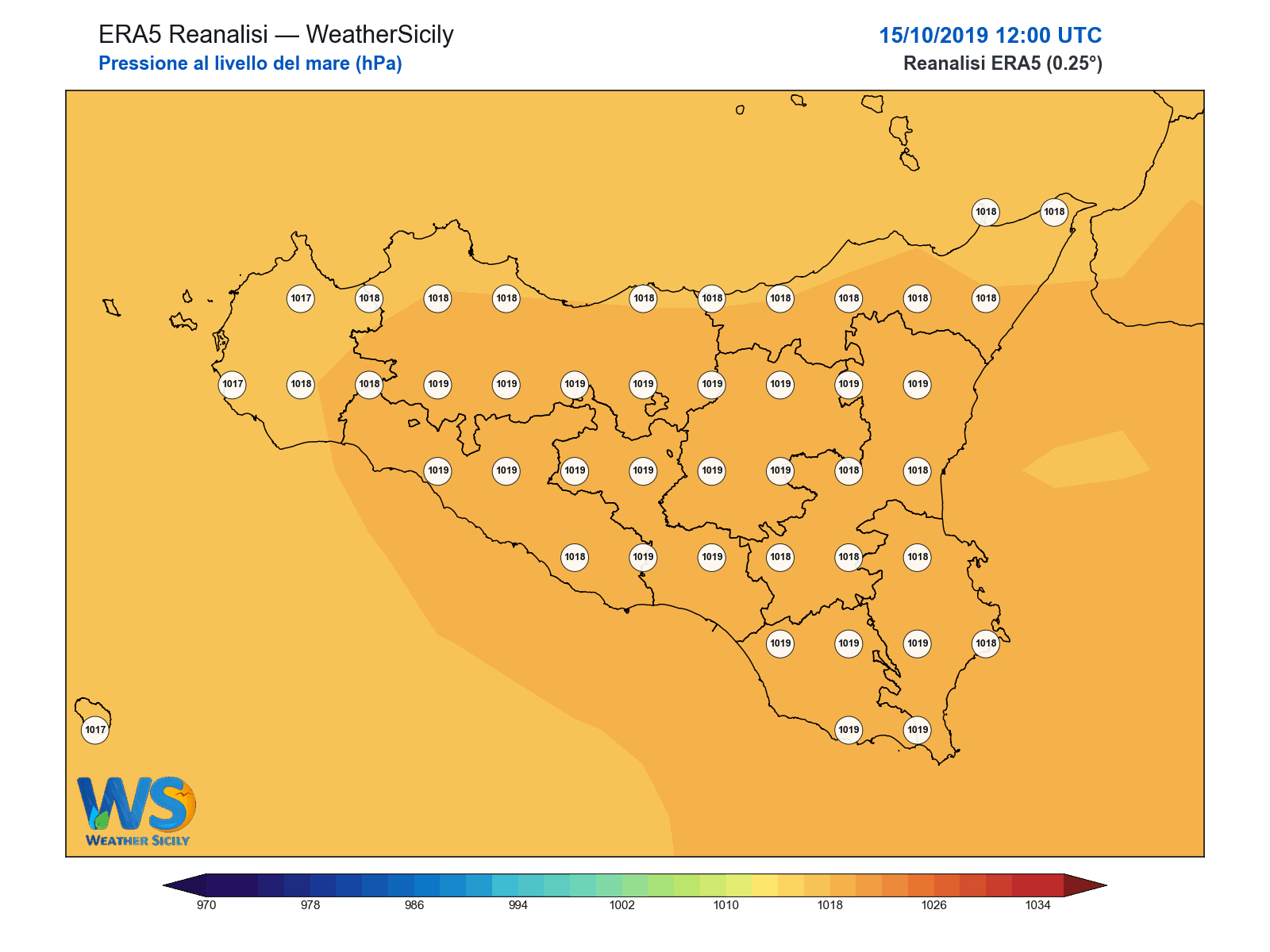 Pressione al livello del mare · 2019101512