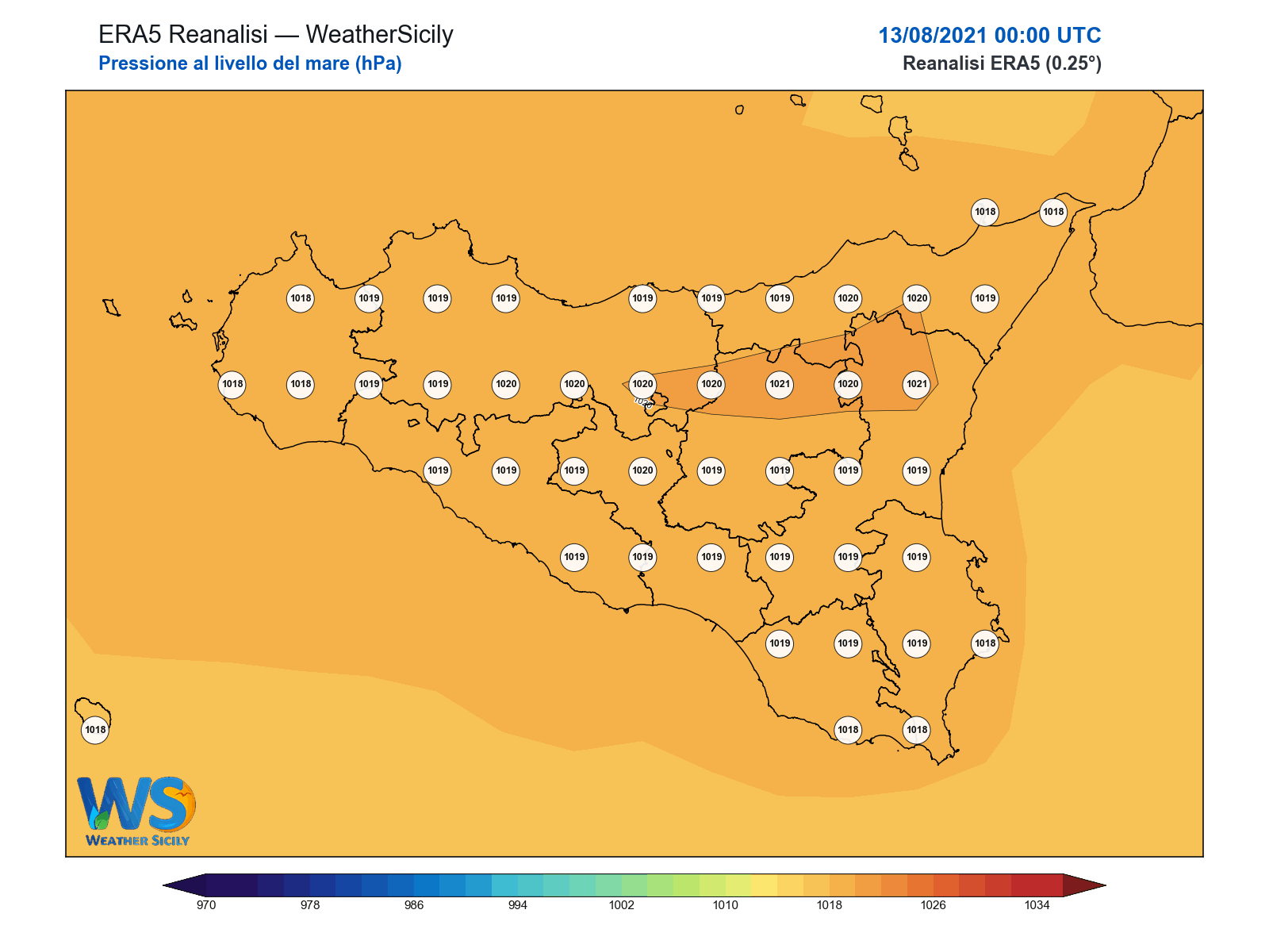 Pressione al livello del mare · 2021081300