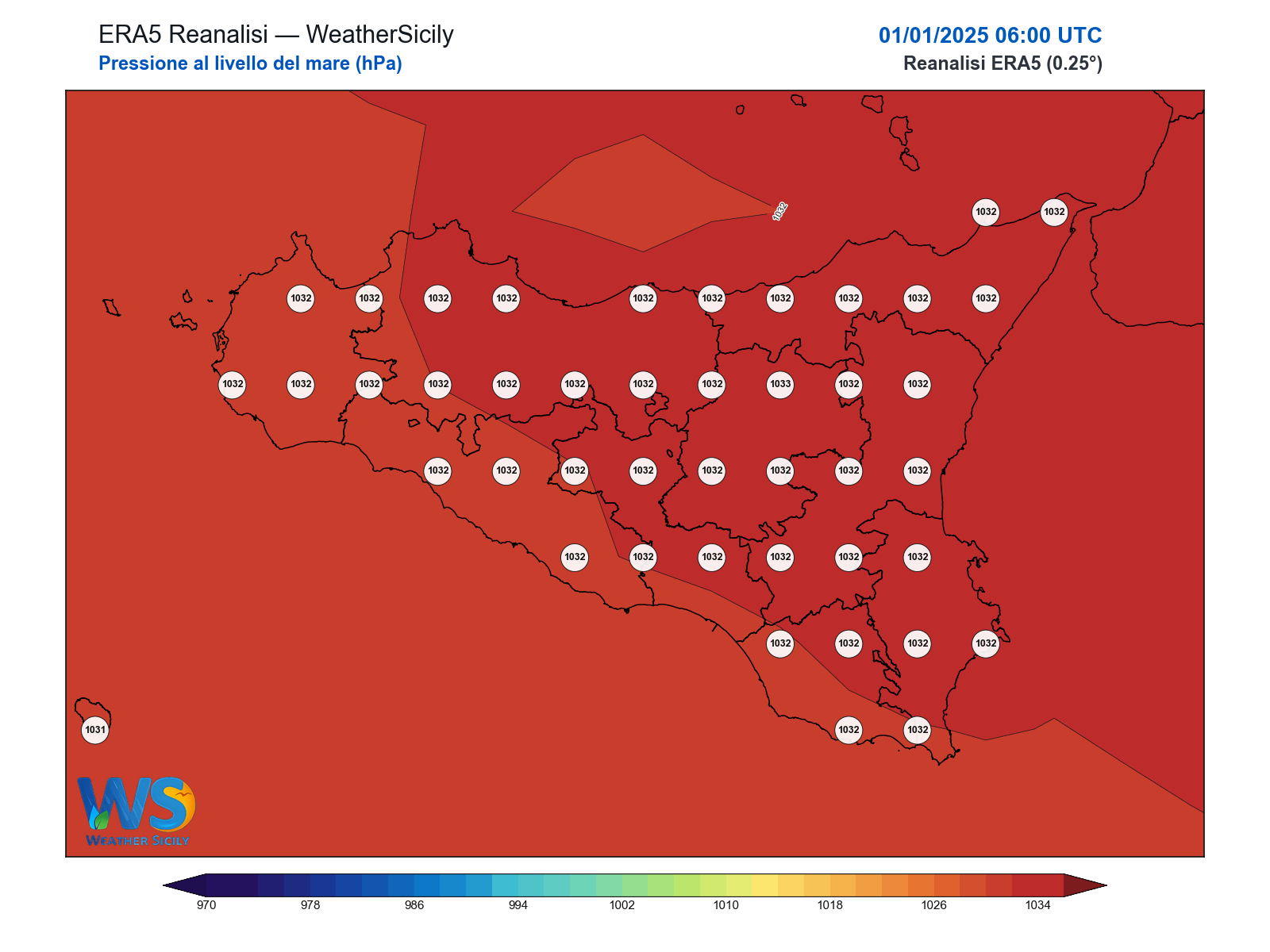 Pressione al livello del mare · 2025010106