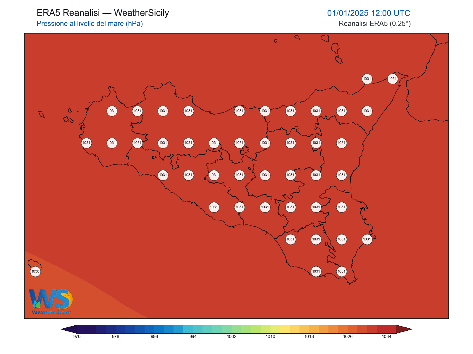 Pressione al livello del mare · 2025010112