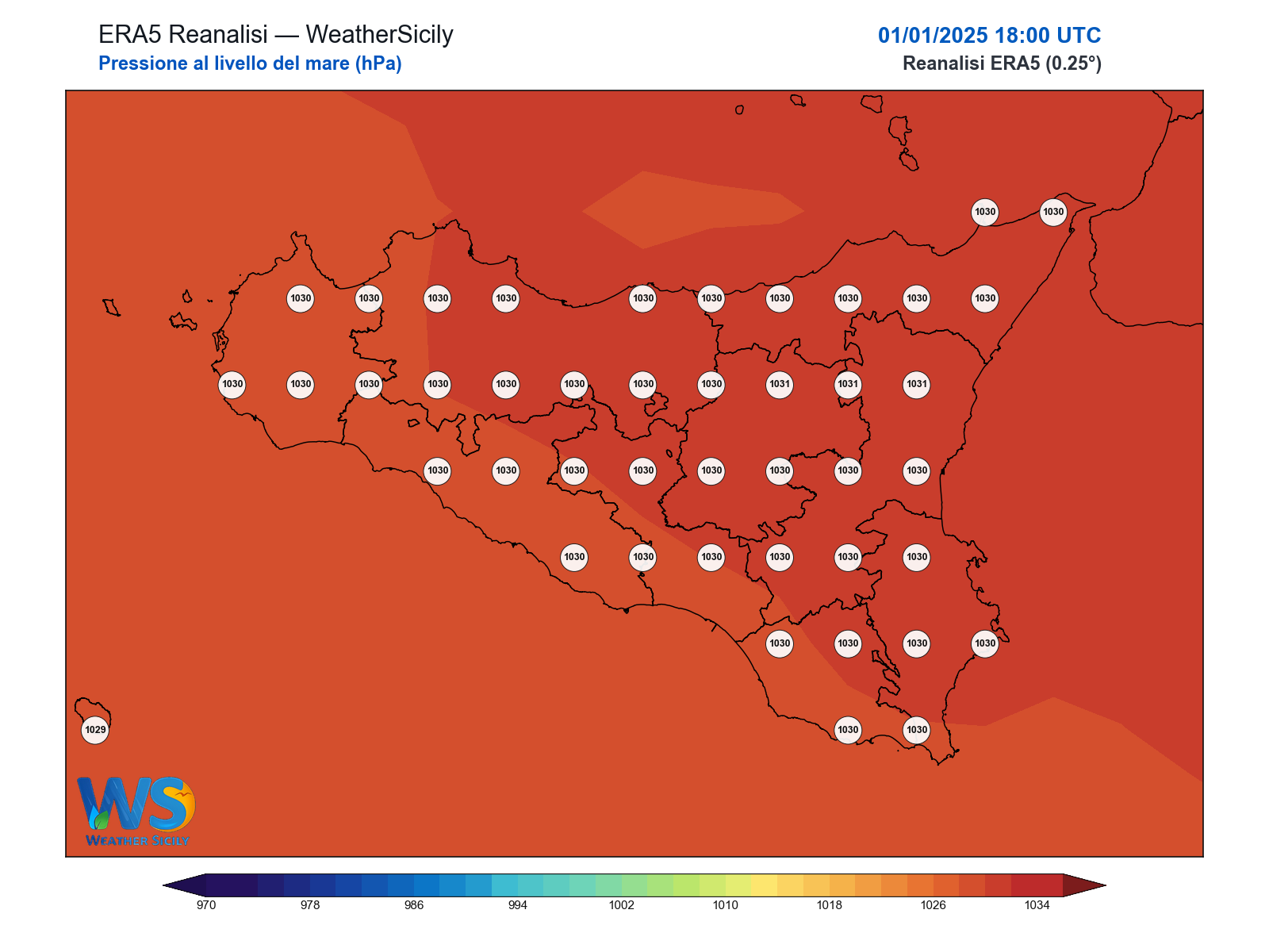 Pressione al livello del mare · 2025010118
