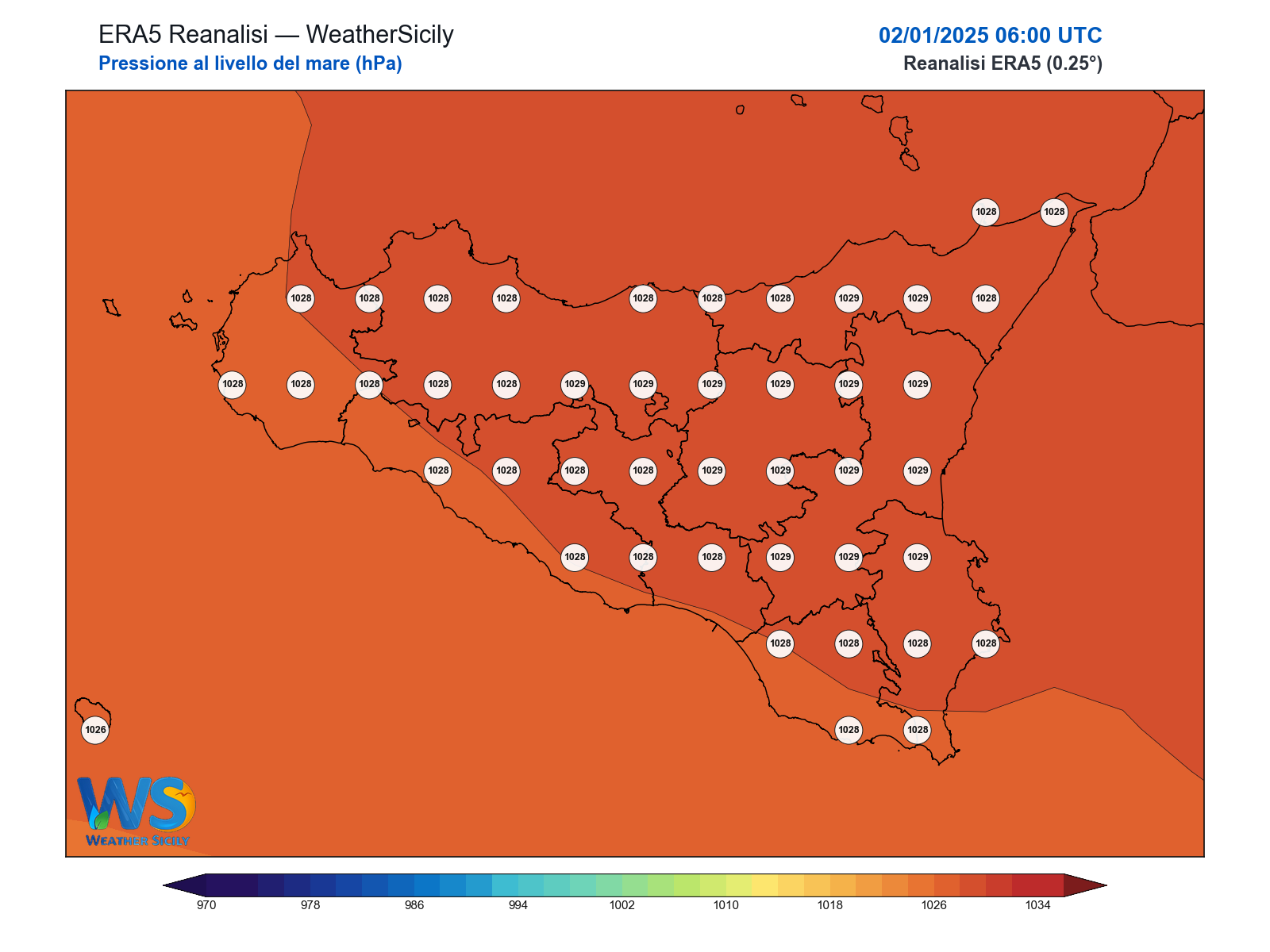 Pressione al livello del mare · 2025010206