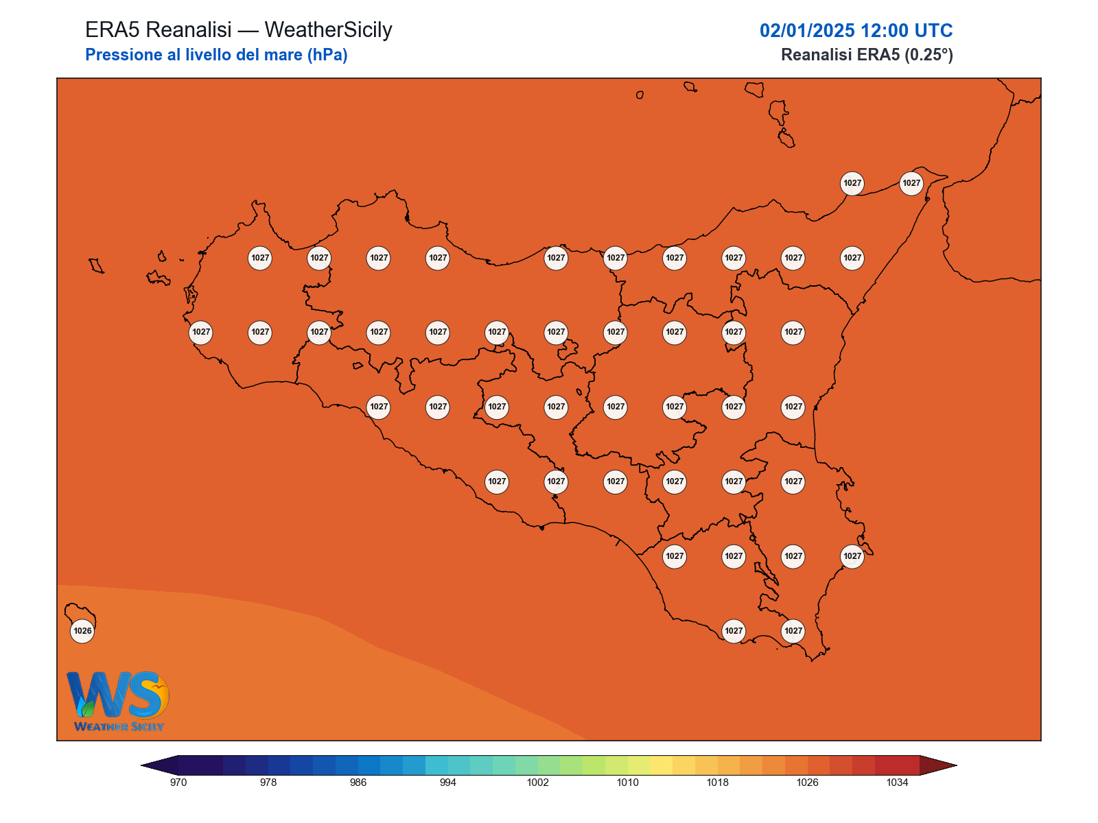 Pressione al livello del mare · 2025010212