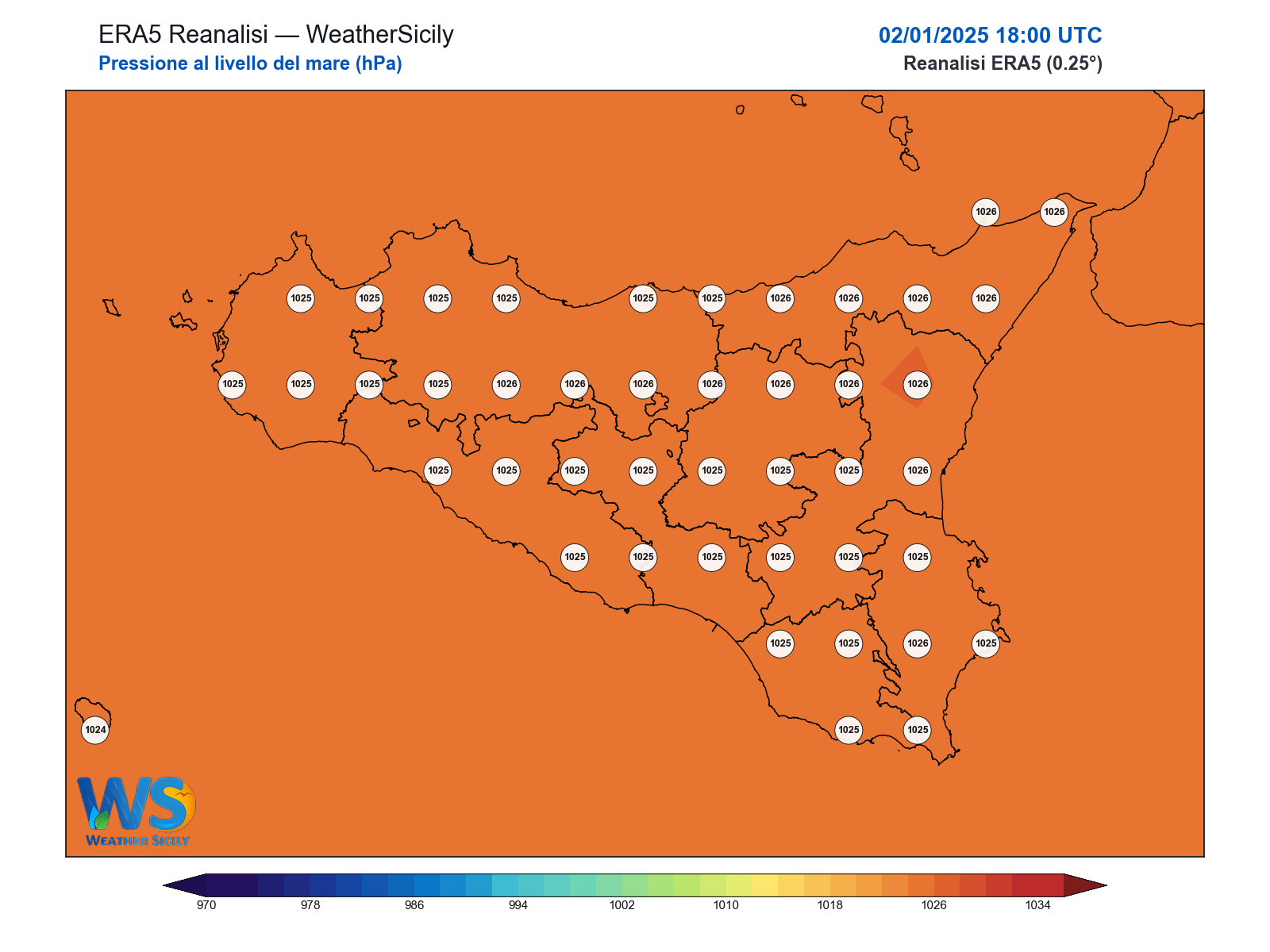 Pressione al livello del mare · 2025010218