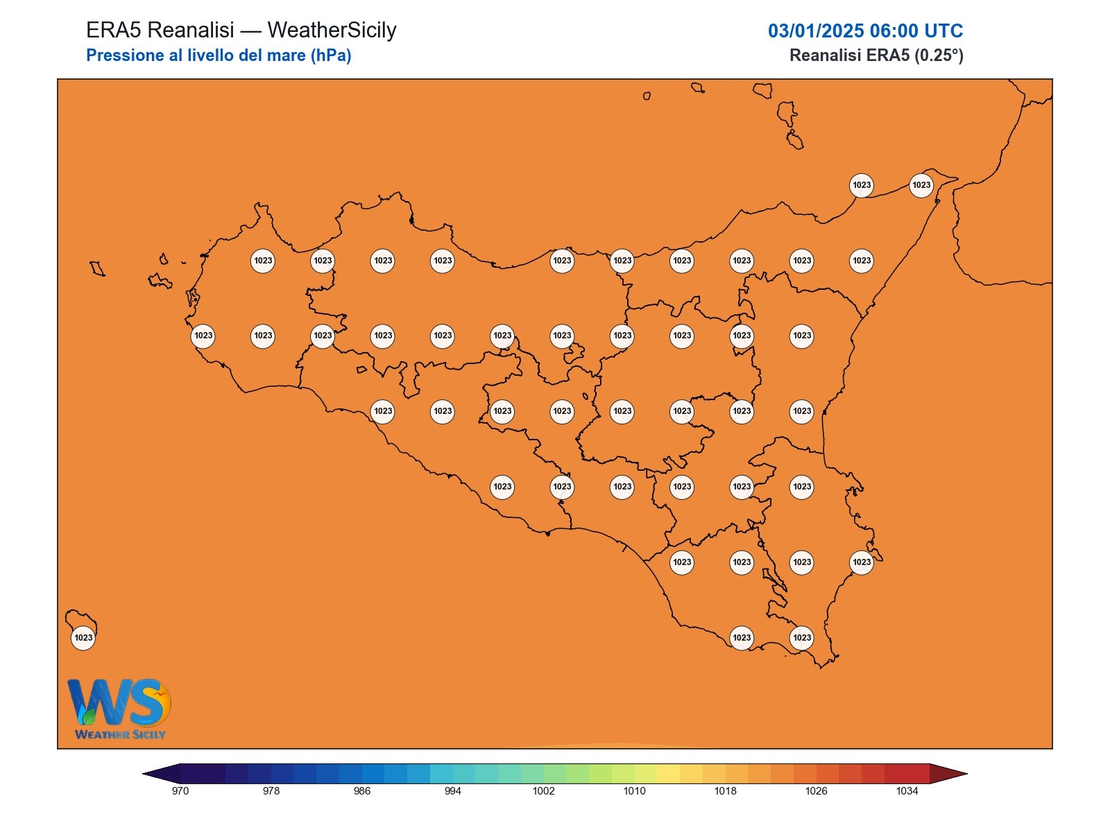Pressione al livello del mare · 2025010306