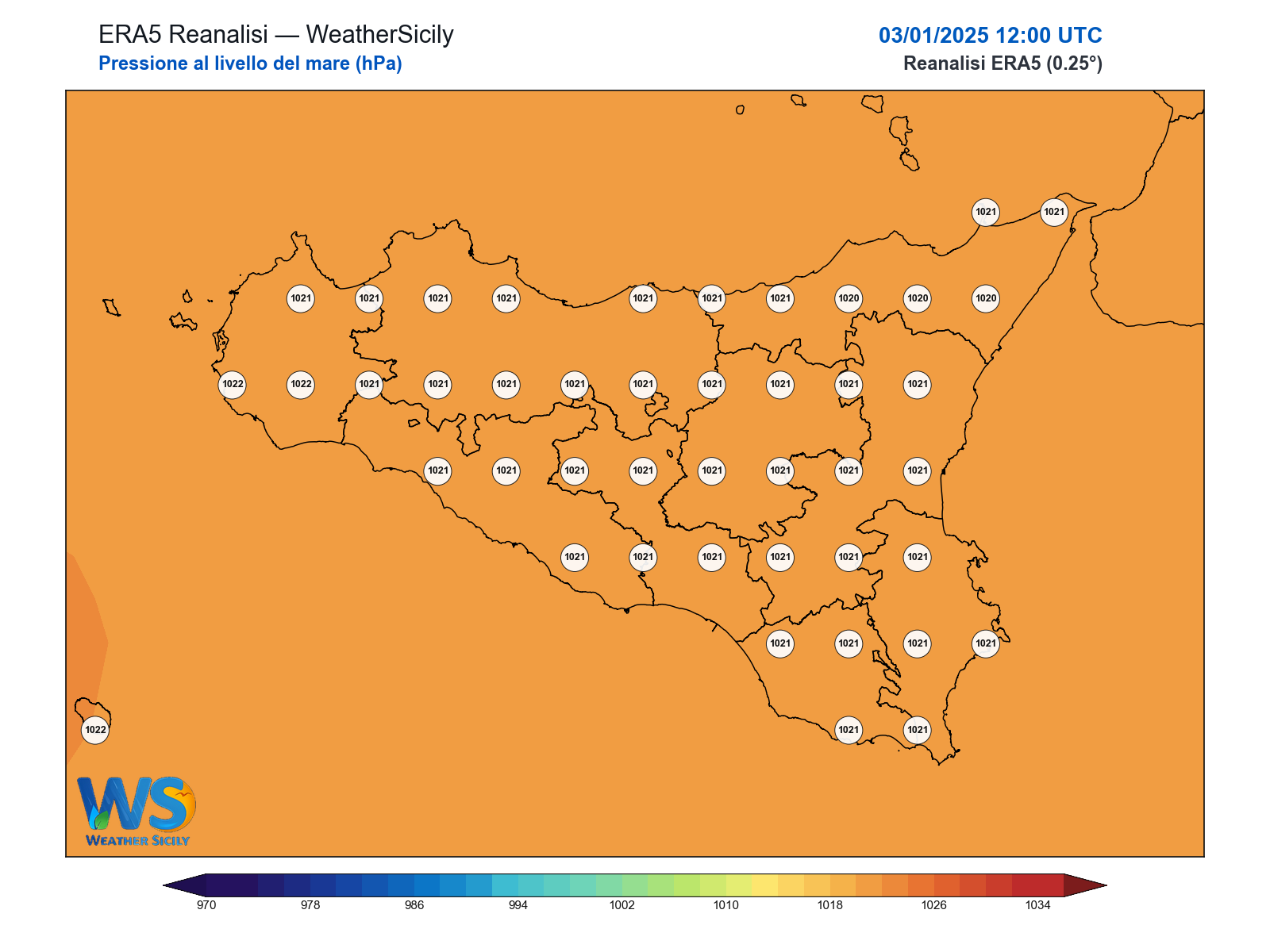 Pressione al livello del mare · 2025010312