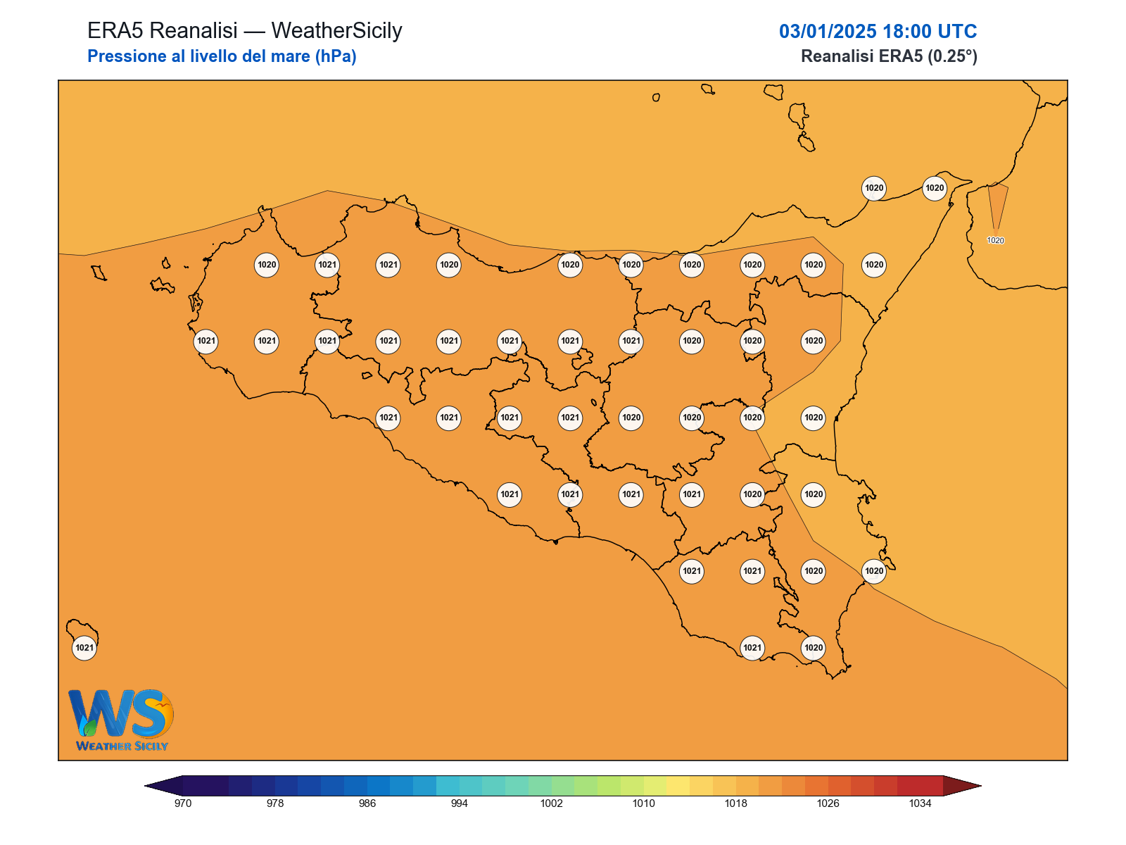 Pressione al livello del mare · 2025010318