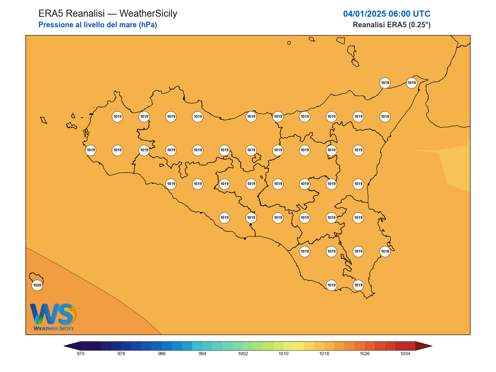 Pressione al livello del mare · 2025010406