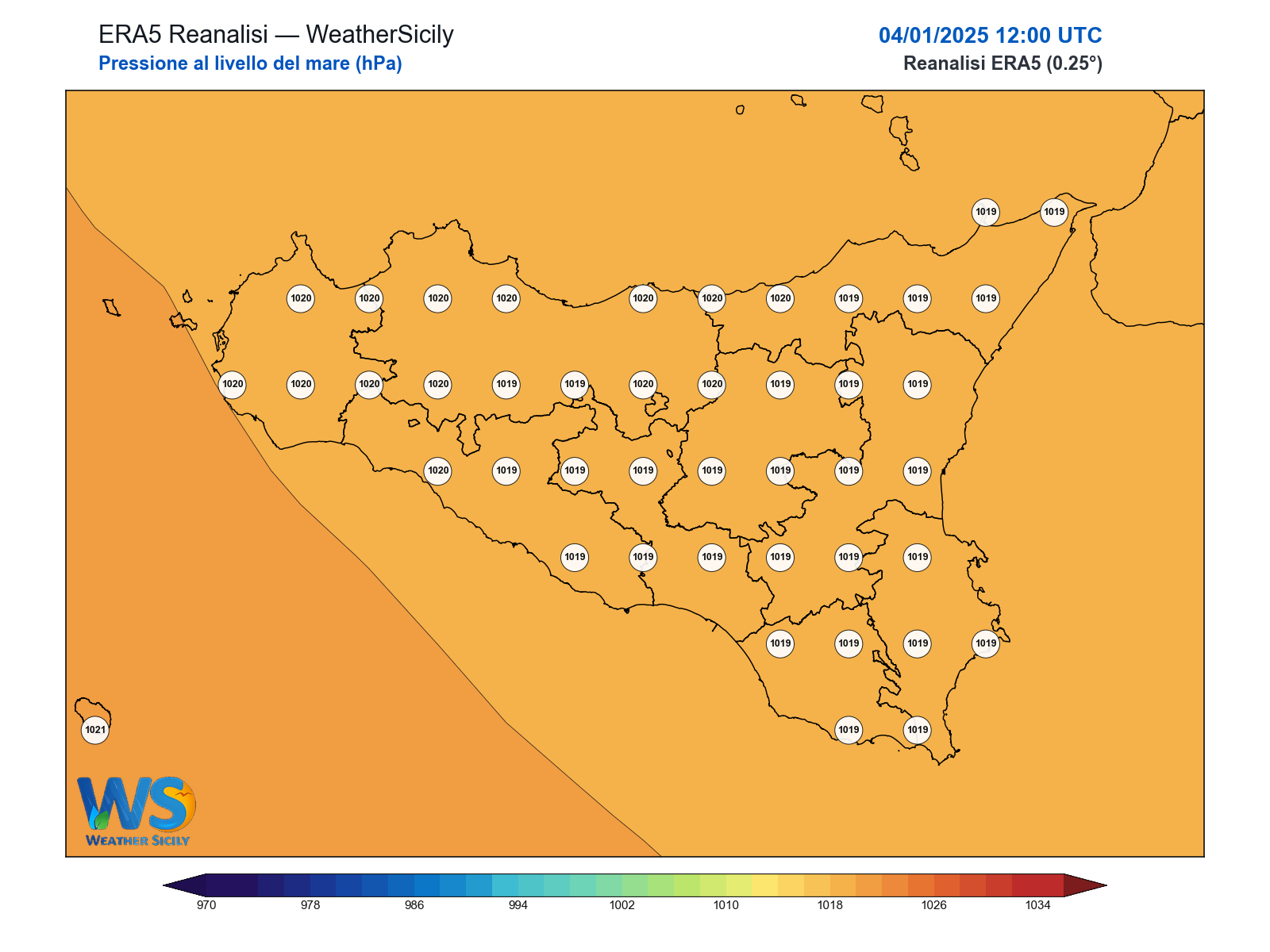 Pressione al livello del mare · 2025010412