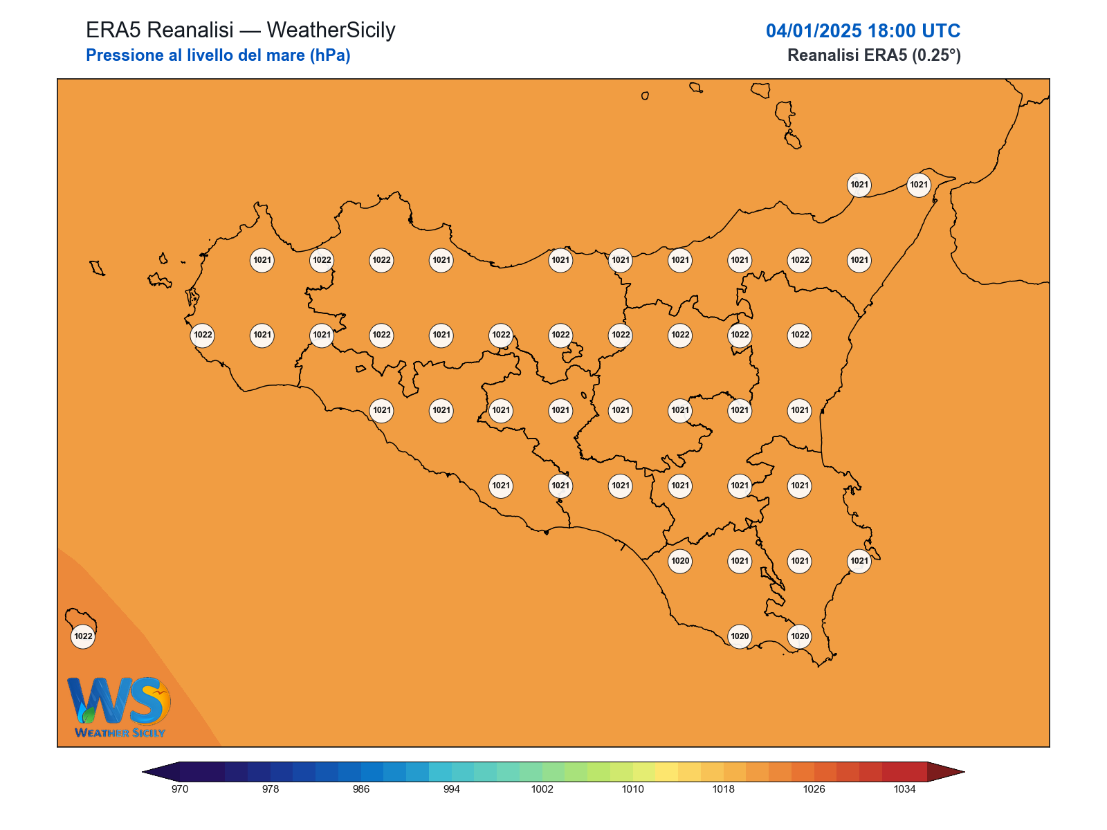 Pressione al livello del mare · 2025010418