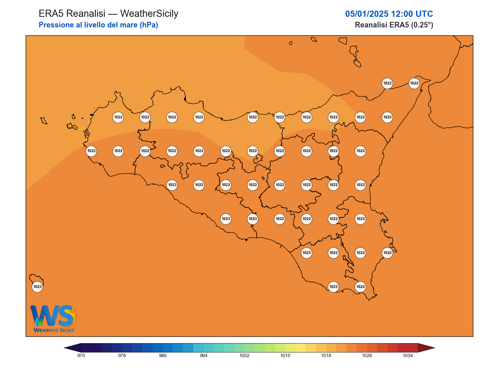 Pressione al livello del mare · 2025010512