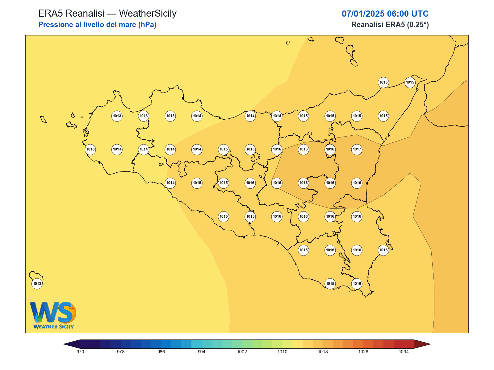 Pressione al livello del mare · 2025010706