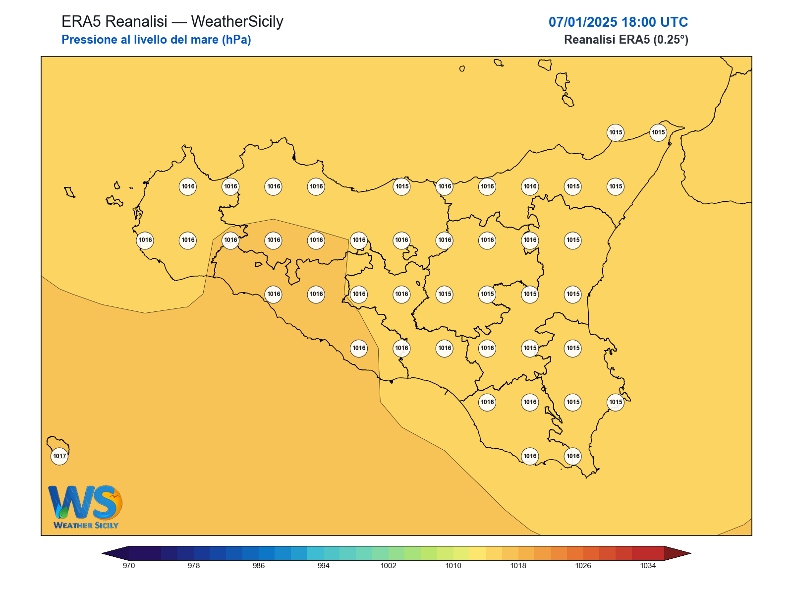 Pressione al livello del mare · 2025010718