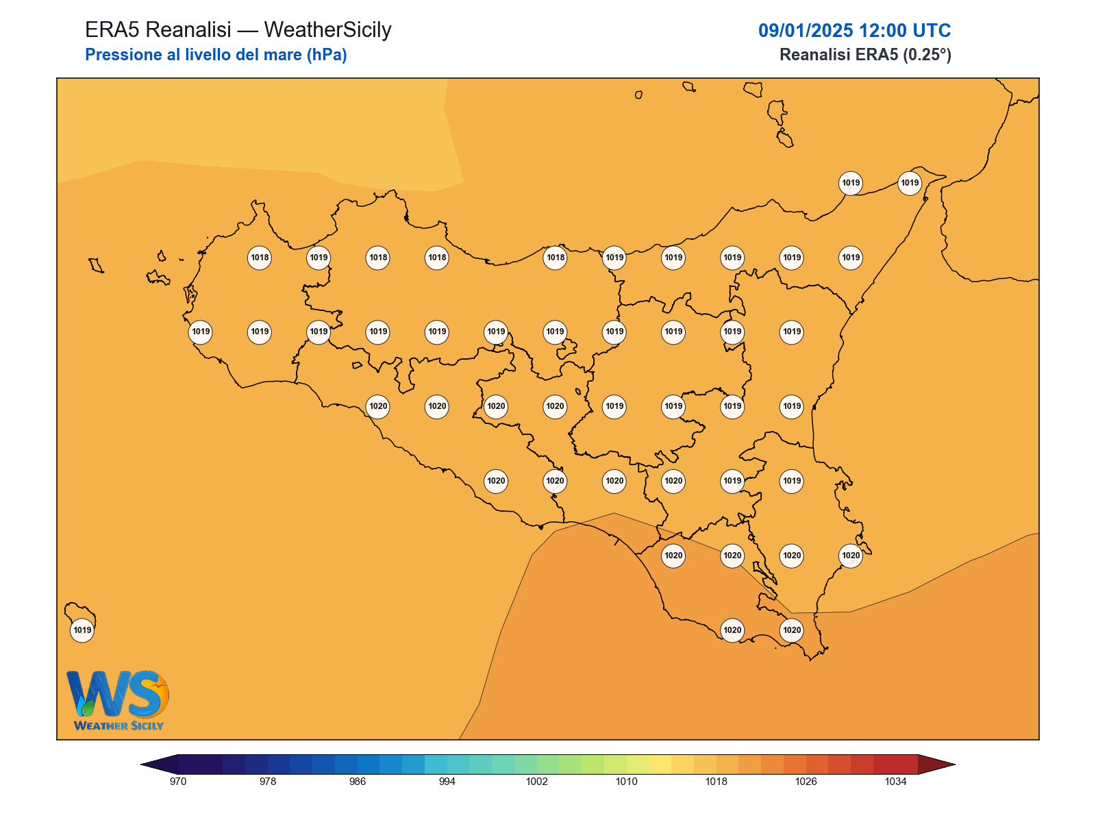 Pressione al livello del mare · 2025010912