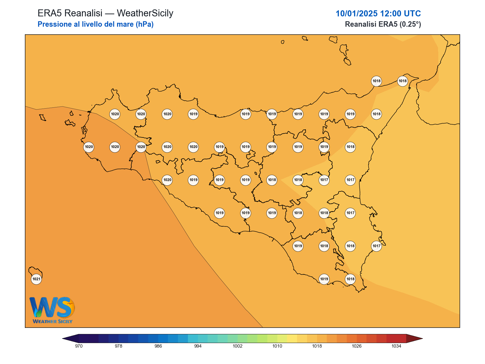 Pressione al livello del mare · 2025011012