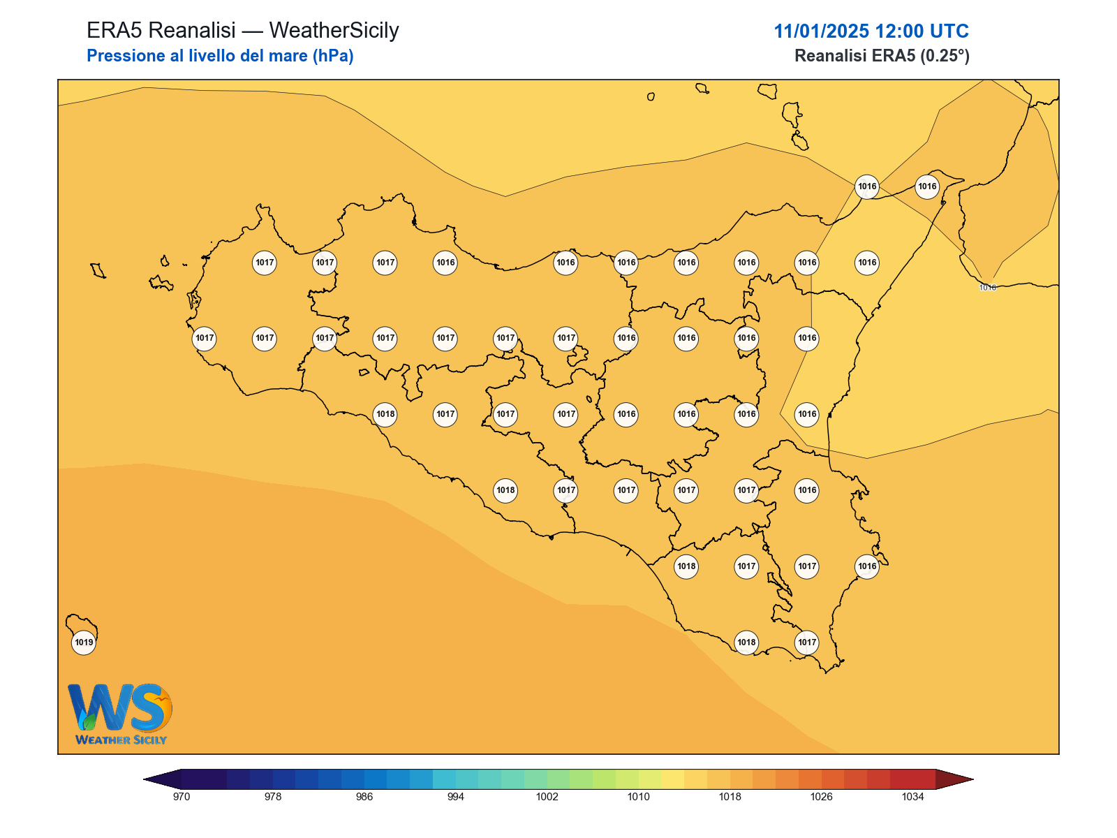 Pressione al livello del mare · 2025011112
