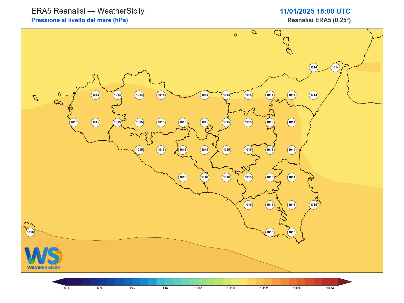 Pressione al livello del mare · 2025011118