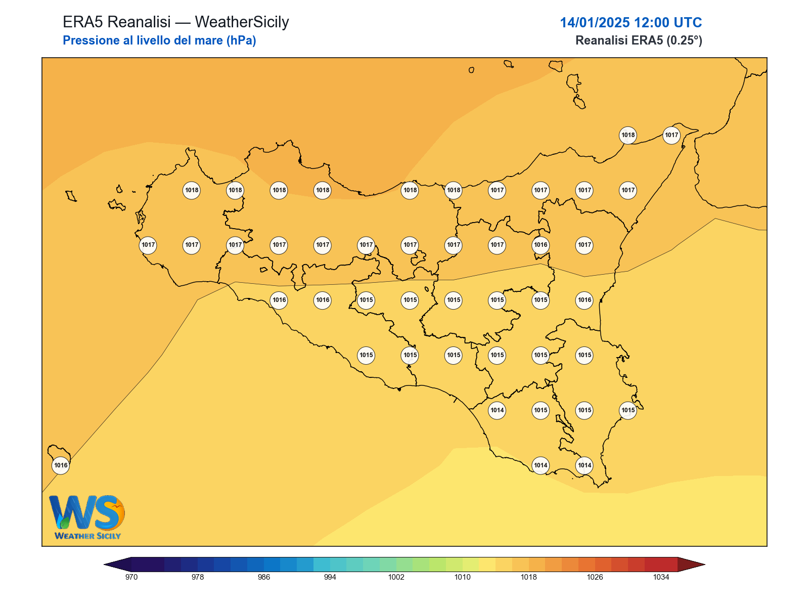Pressione al livello del mare · 2025011412