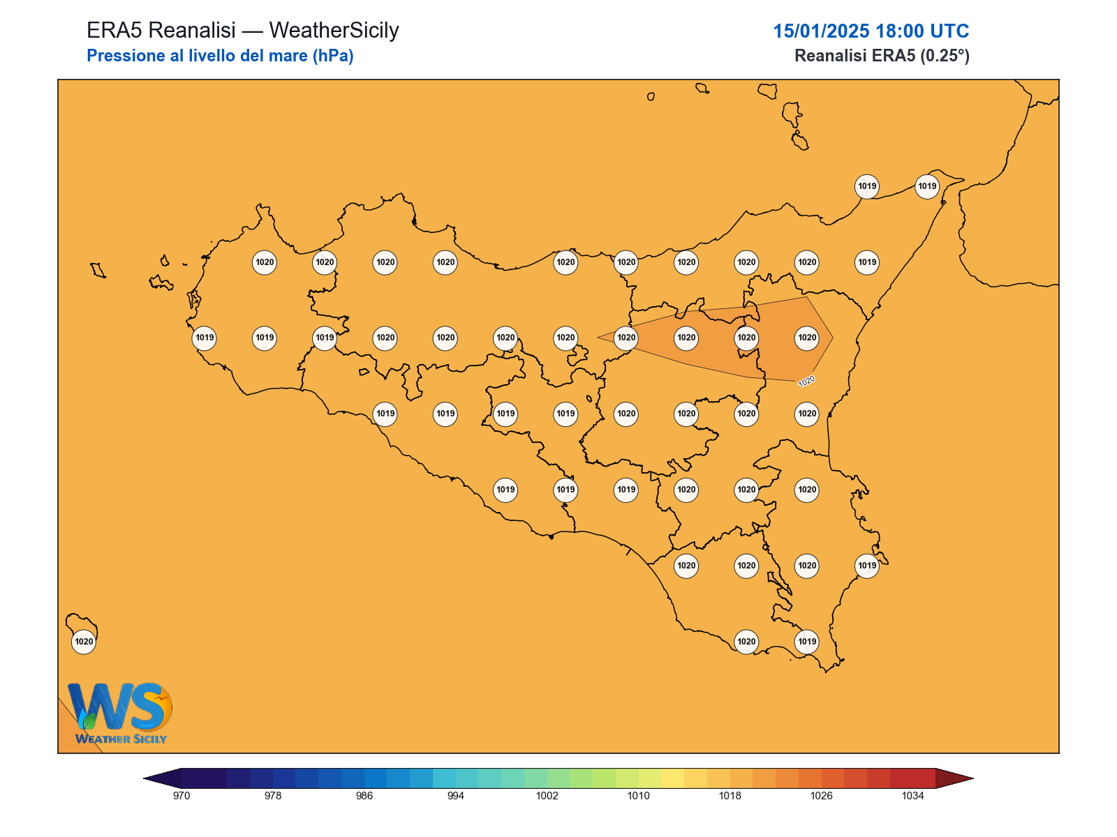 Pressione al livello del mare · 2025011518