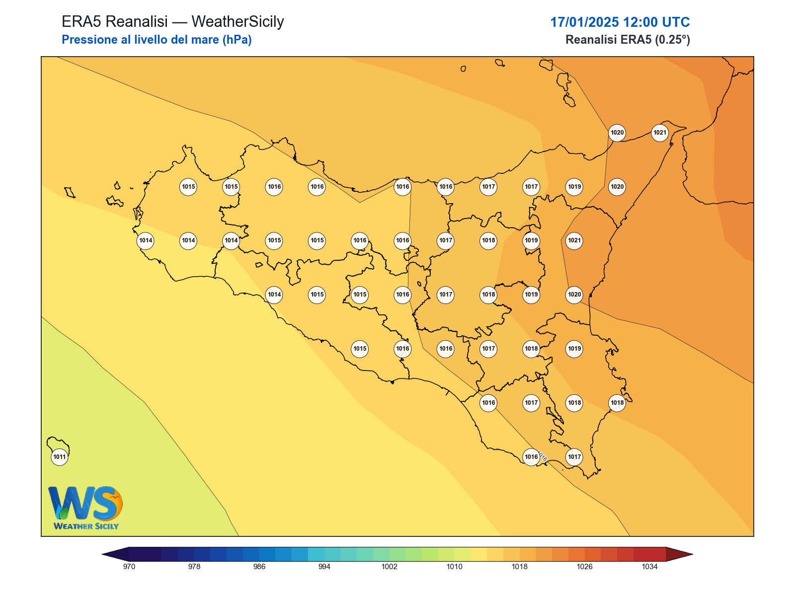 Pressione al livello del mare · 2025011712