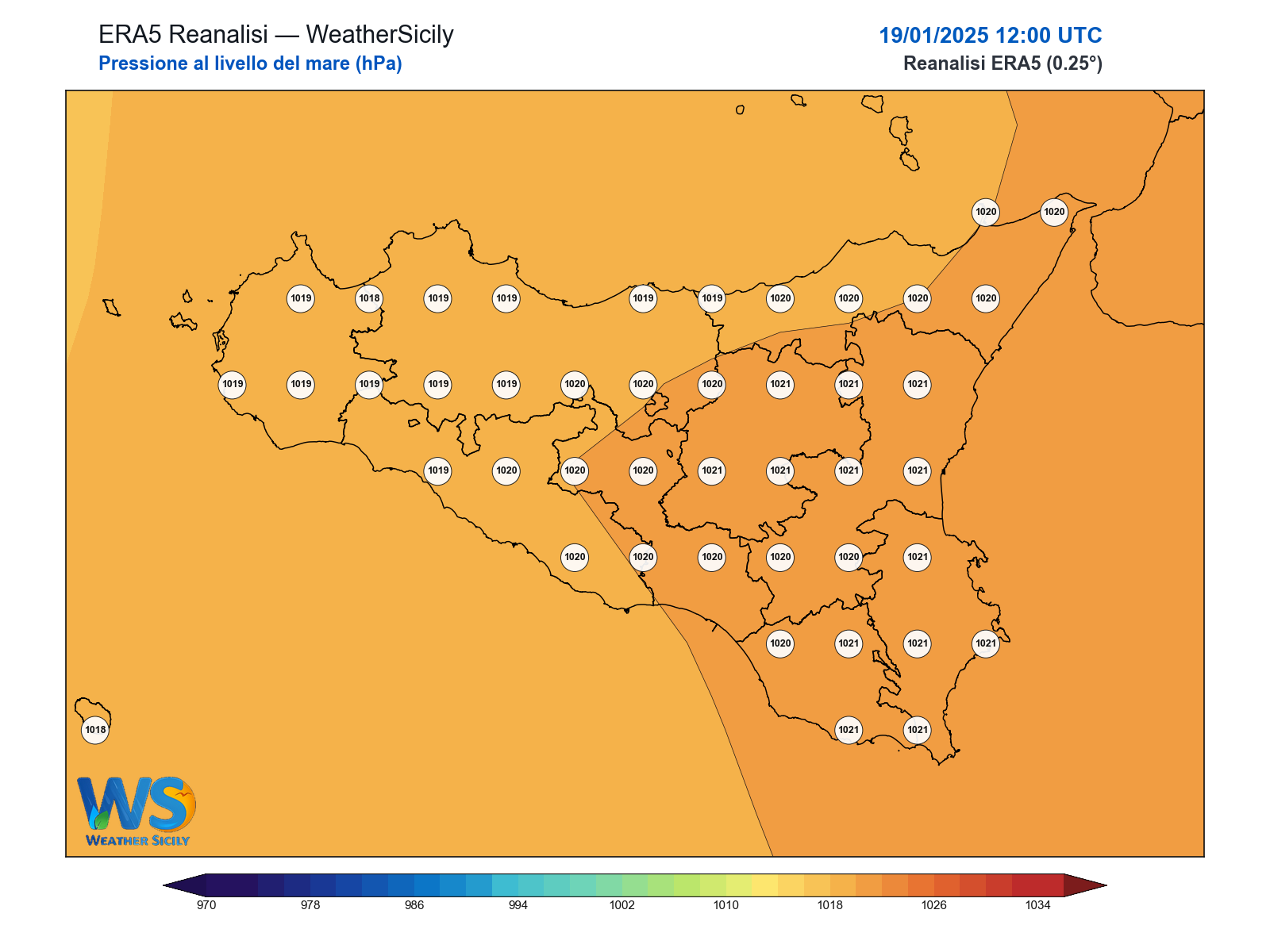 Pressione al livello del mare · 2025011912
