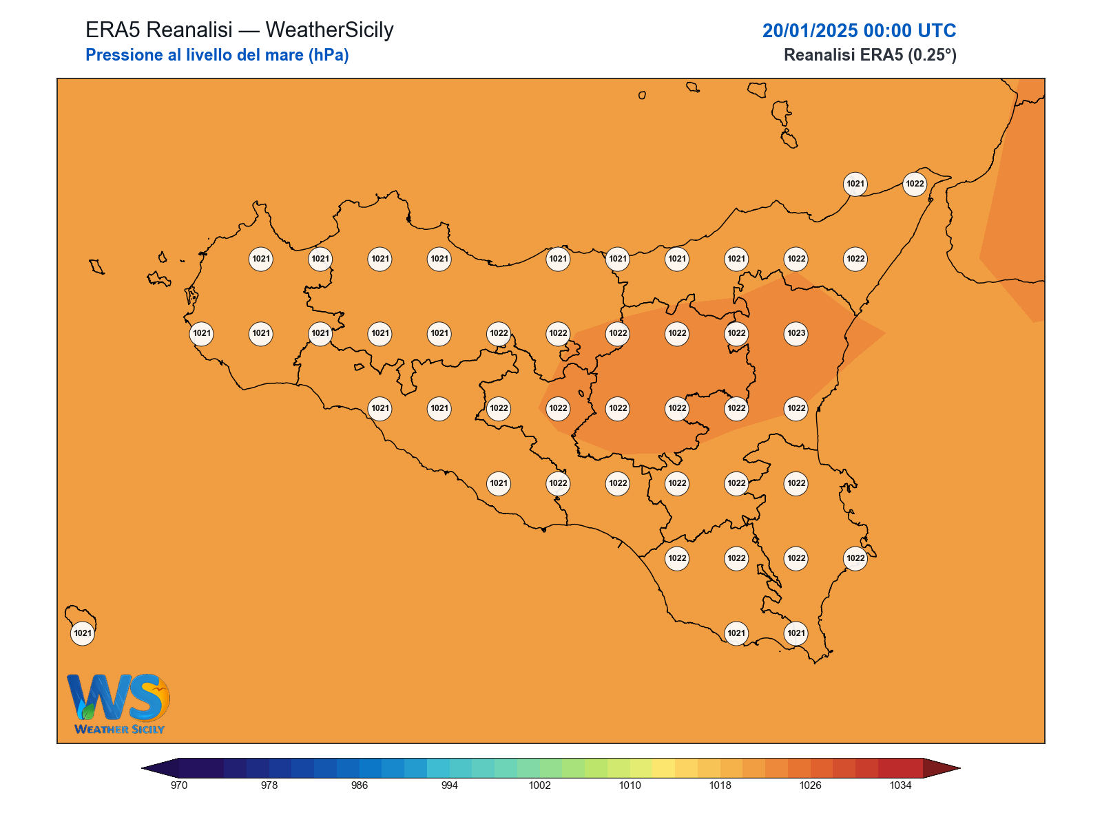 Pressione al livello del mare · 2025012000