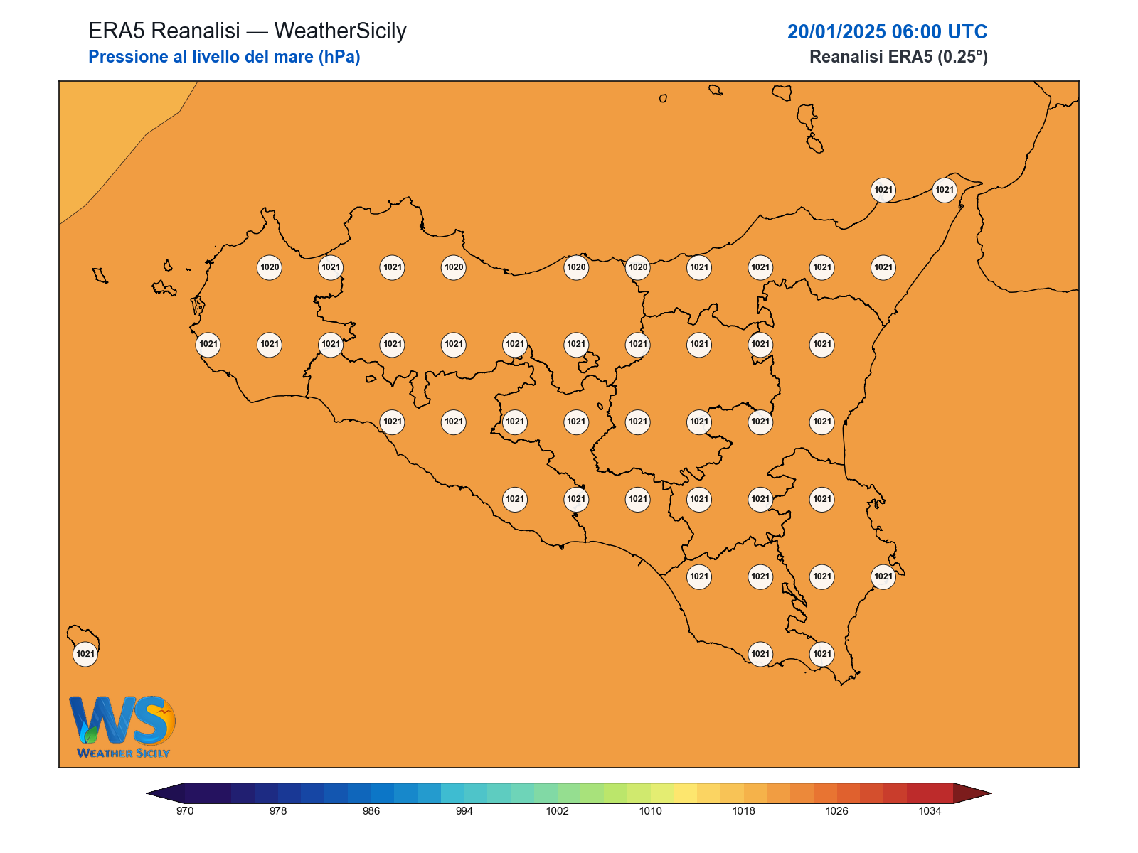 Pressione al livello del mare · 2025012006