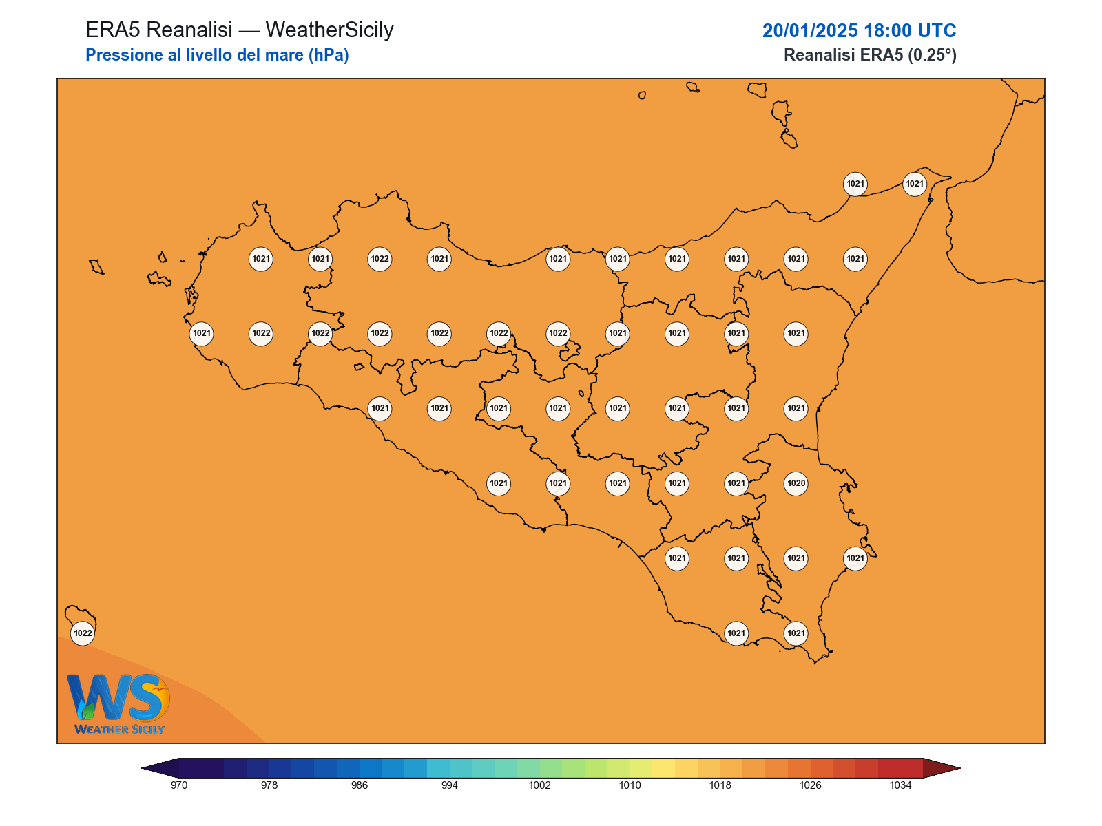 Pressione al livello del mare · 2025012018