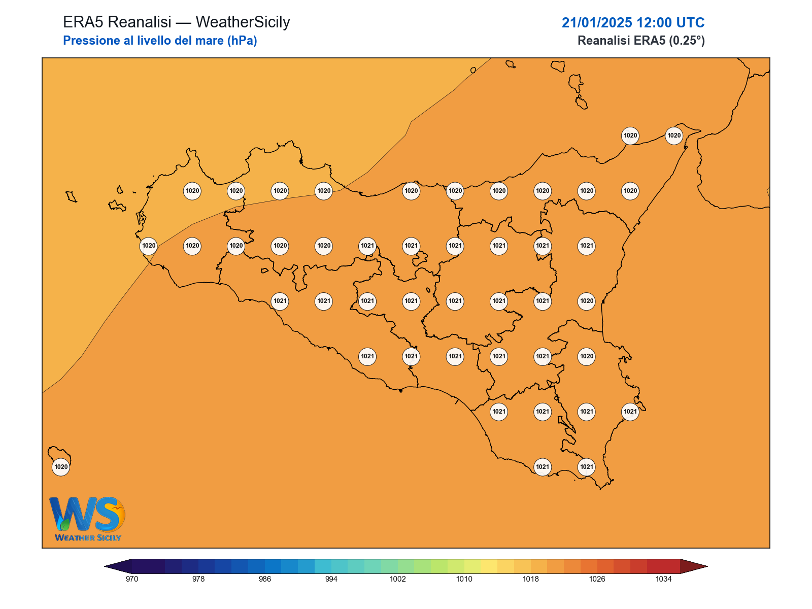 Pressione al livello del mare · 2025012112