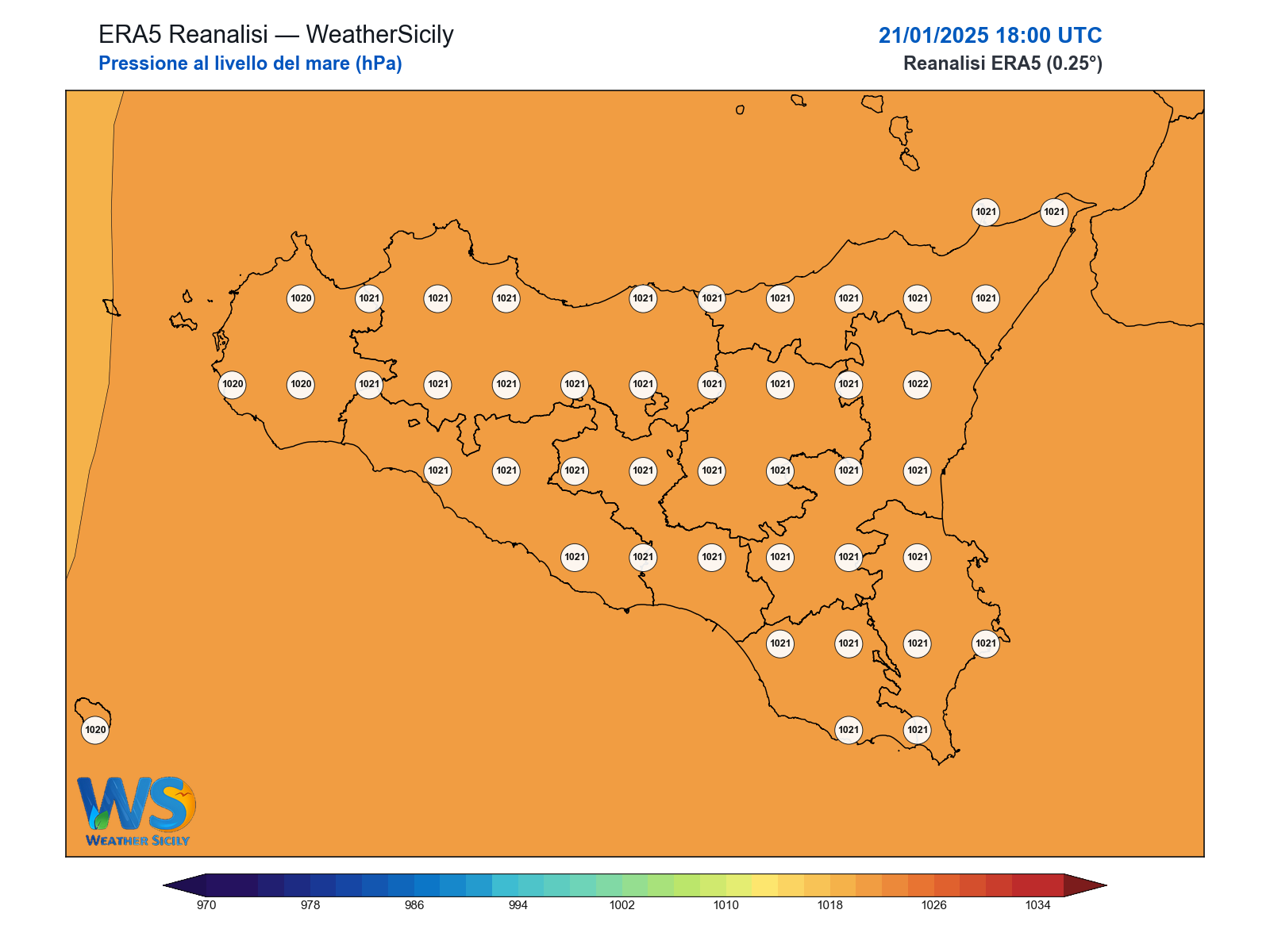 Pressione al livello del mare · 2025012118