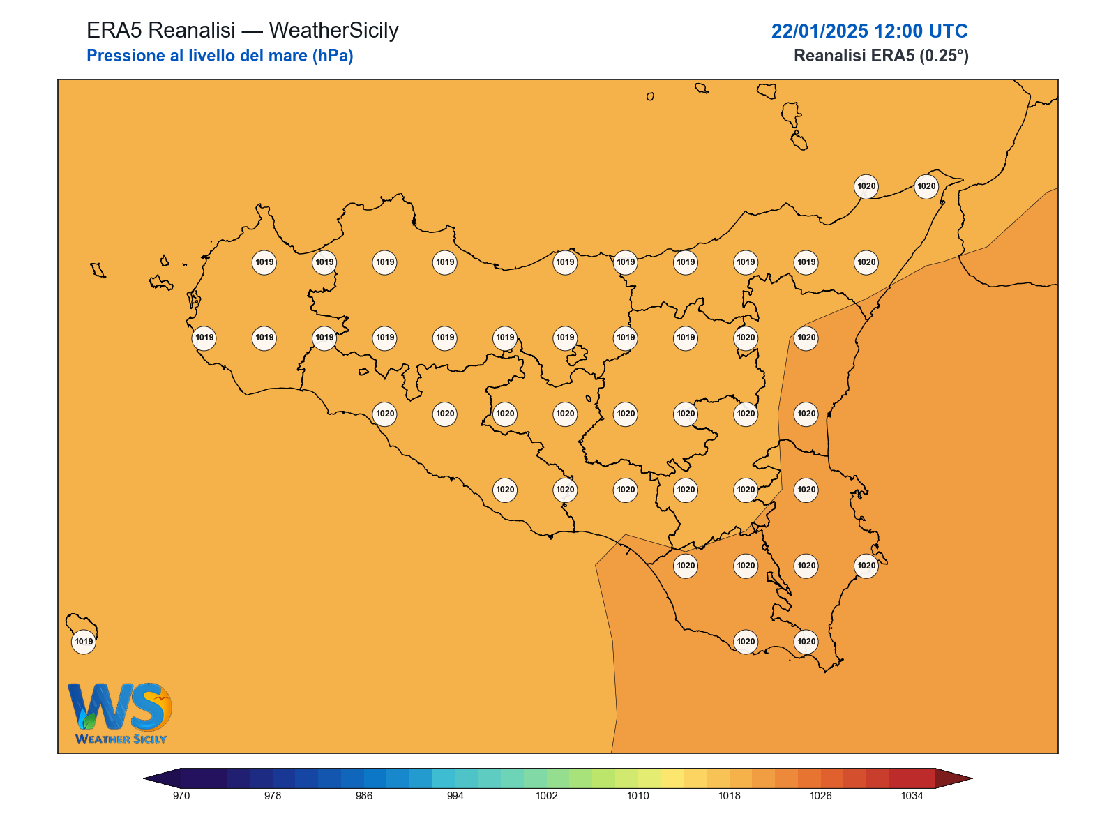 Pressione al livello del mare · 2025012212