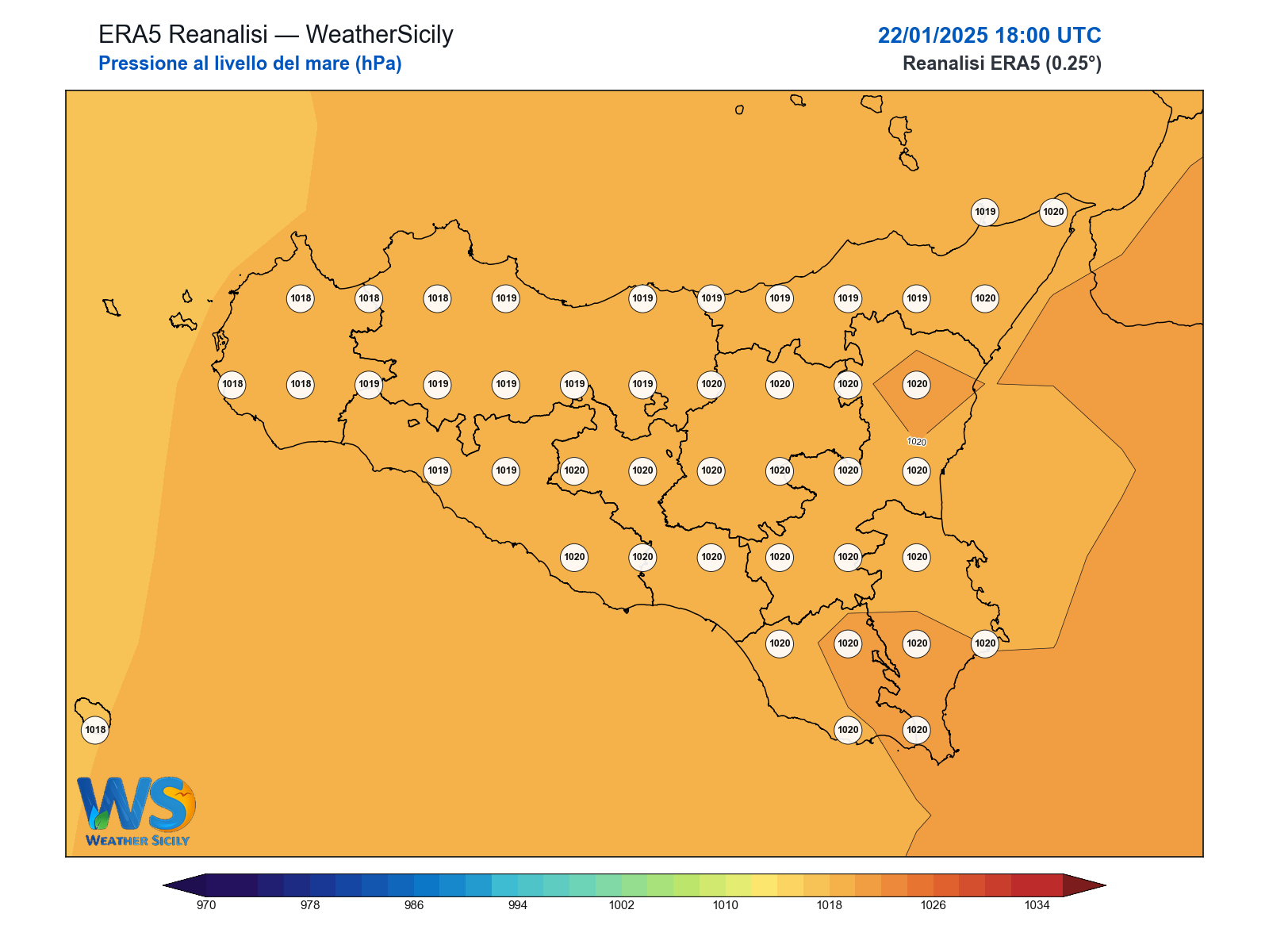 Pressione al livello del mare · 2025012218