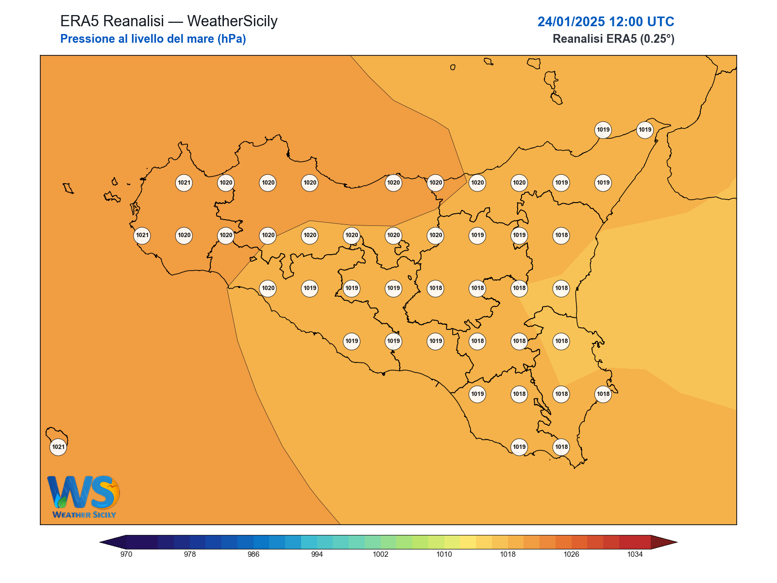 Pressione al livello del mare · 2025012412