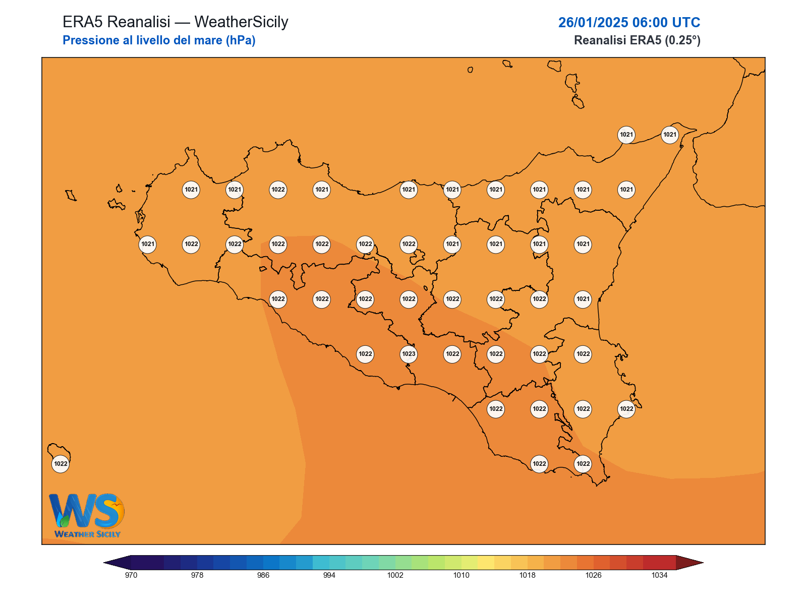 Pressione al livello del mare · 2025012606