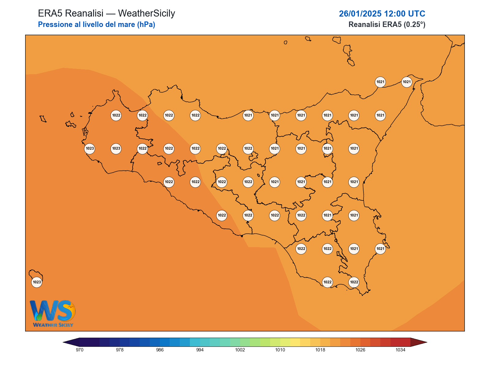 Pressione al livello del mare · 2025012612