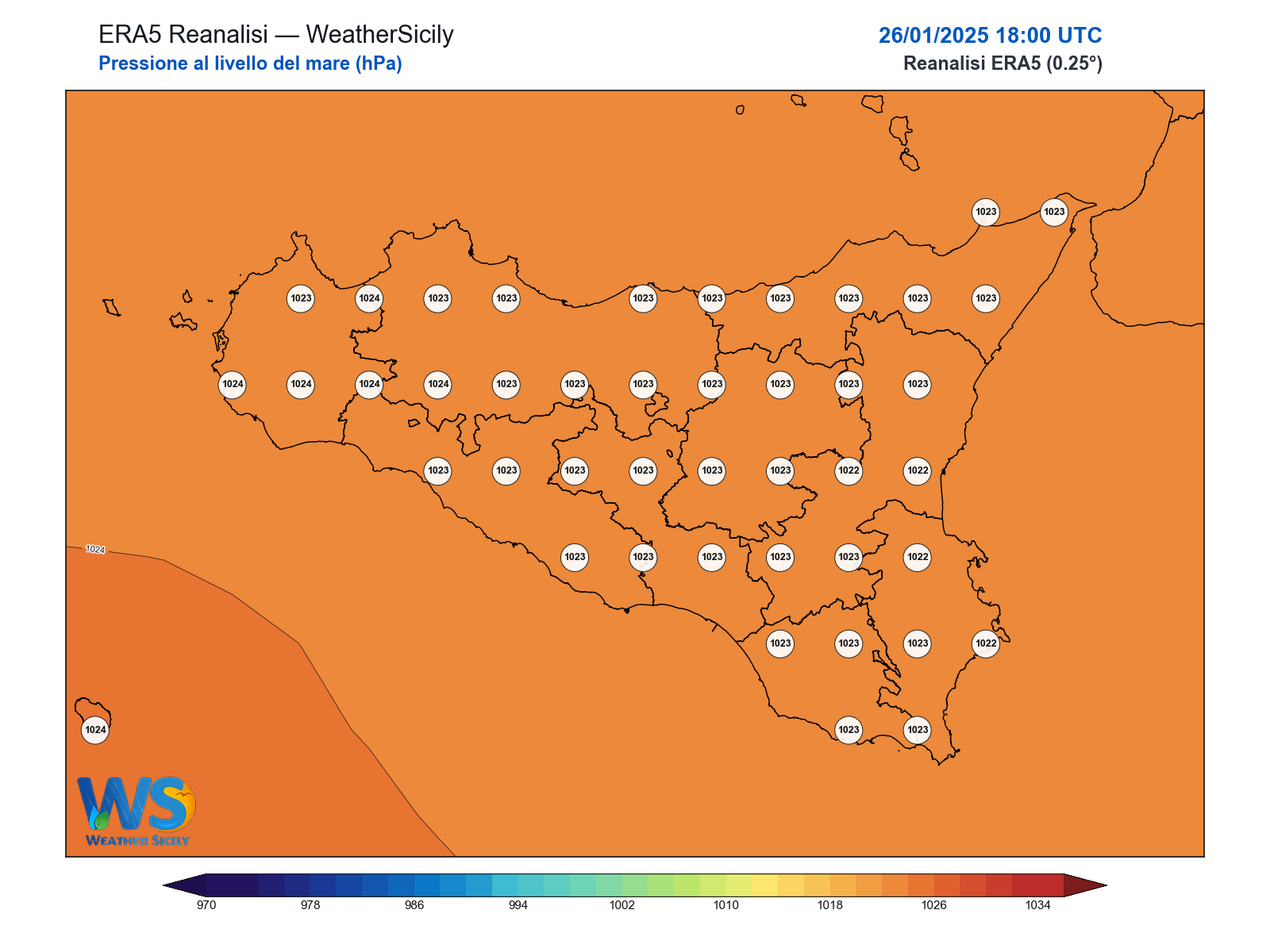 Pressione al livello del mare · 2025012618