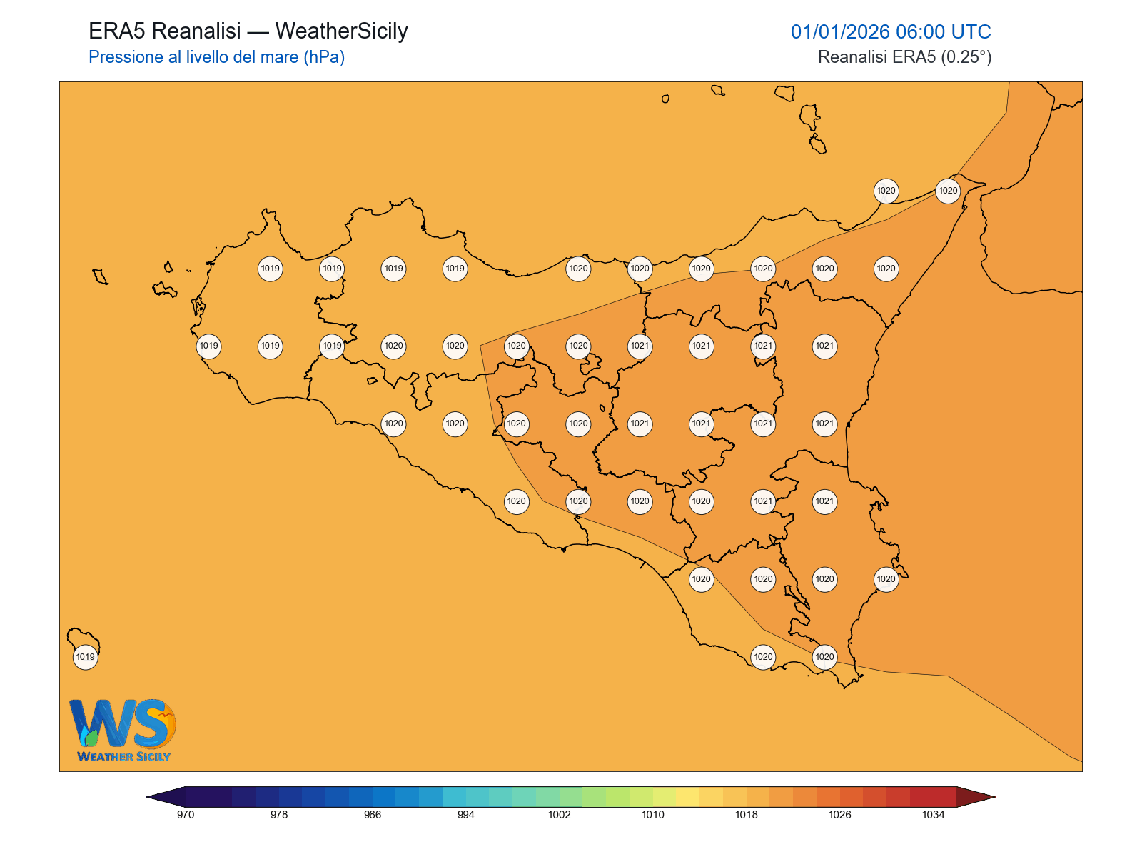 Pressione al livello del mare · 2026010106