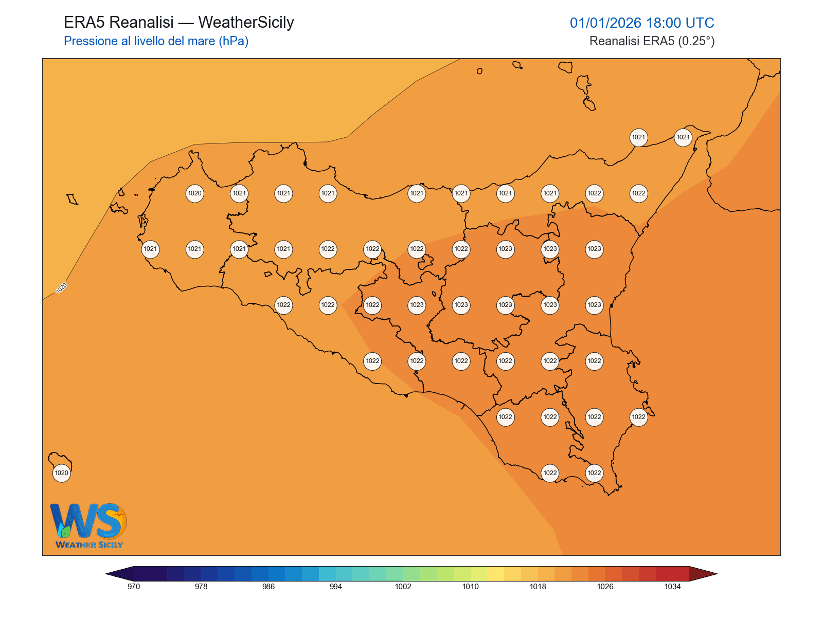 Pressione al livello del mare · 2026010118