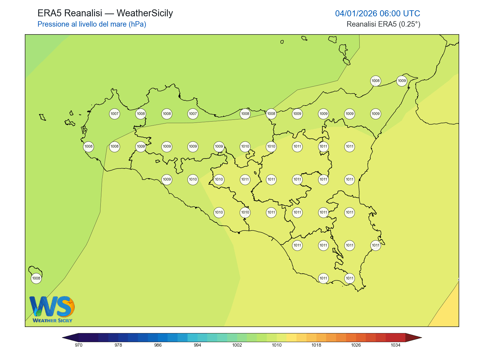 Pressione al livello del mare · 2026010406