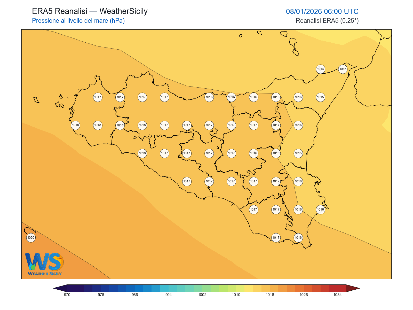 Pressione al livello del mare · 2026010806