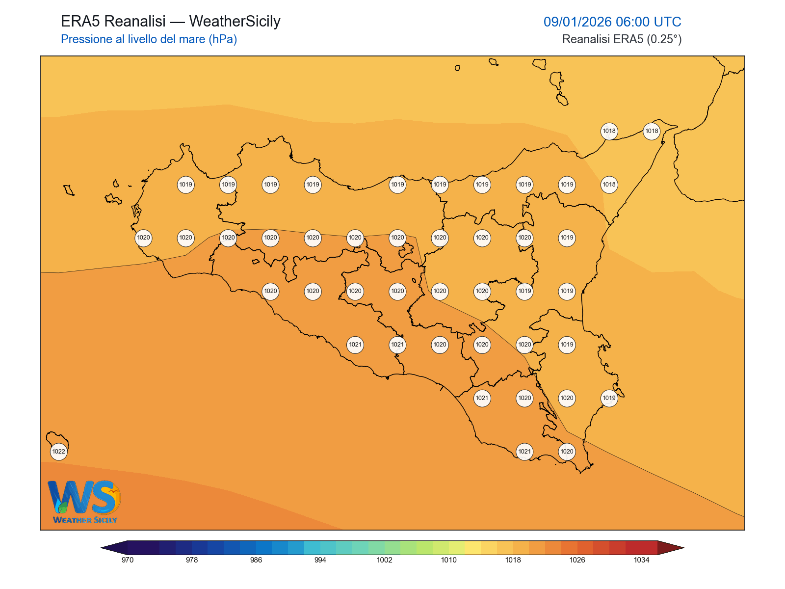 Pressione al livello del mare · 2026010906
