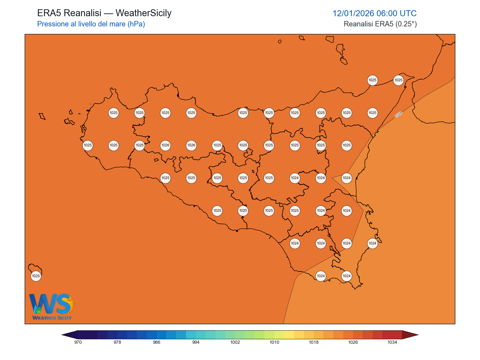 Pressione al livello del mare · 2026011206