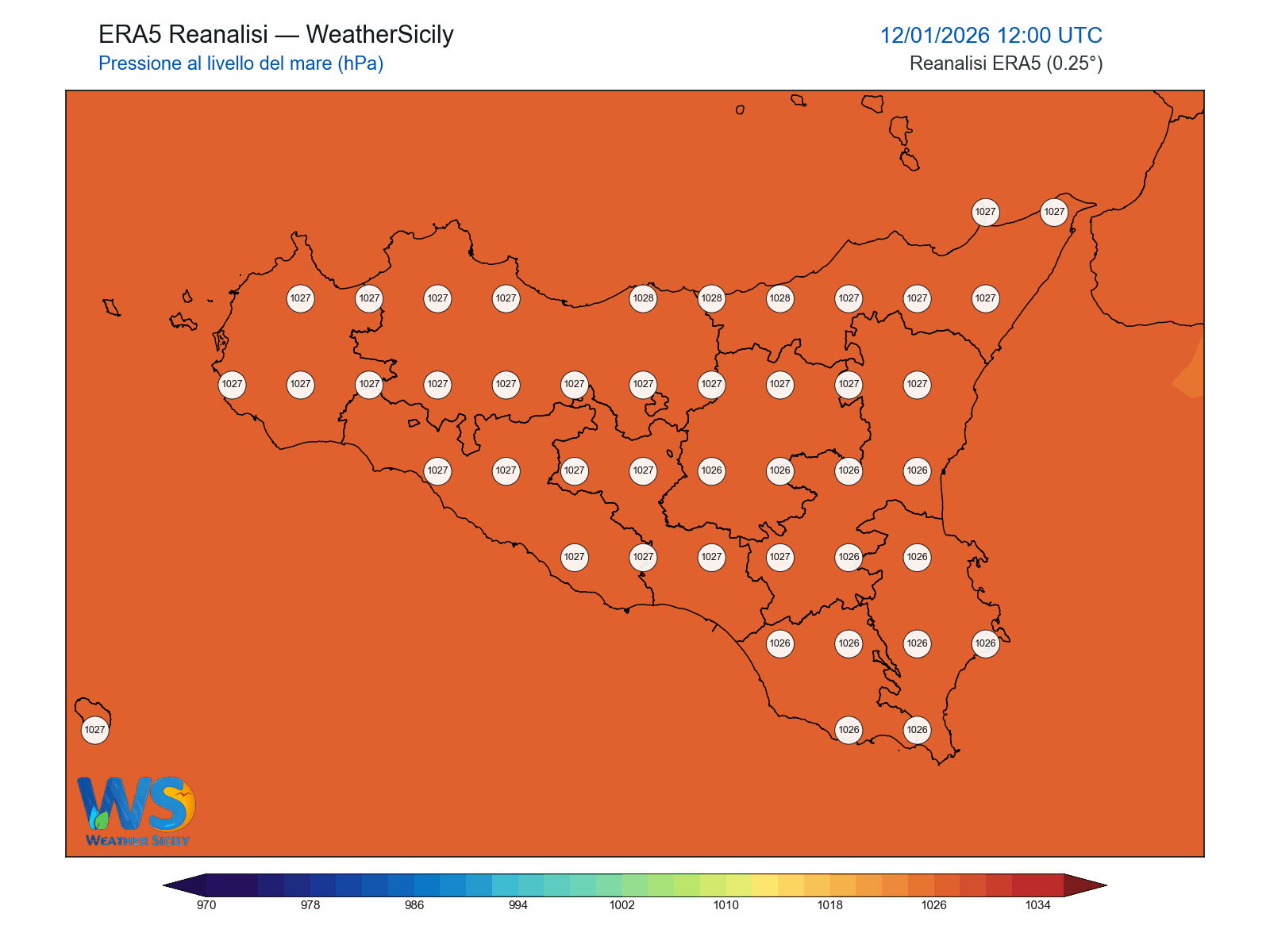 Pressione al livello del mare · 2026011212