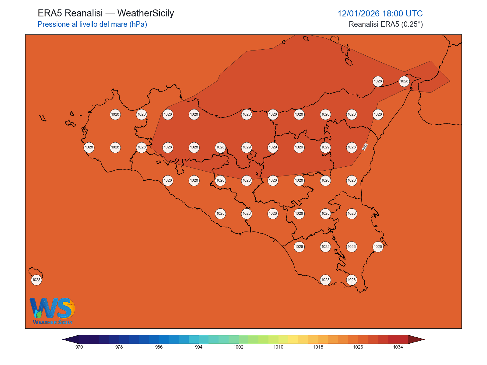 Pressione al livello del mare · 2026011218
