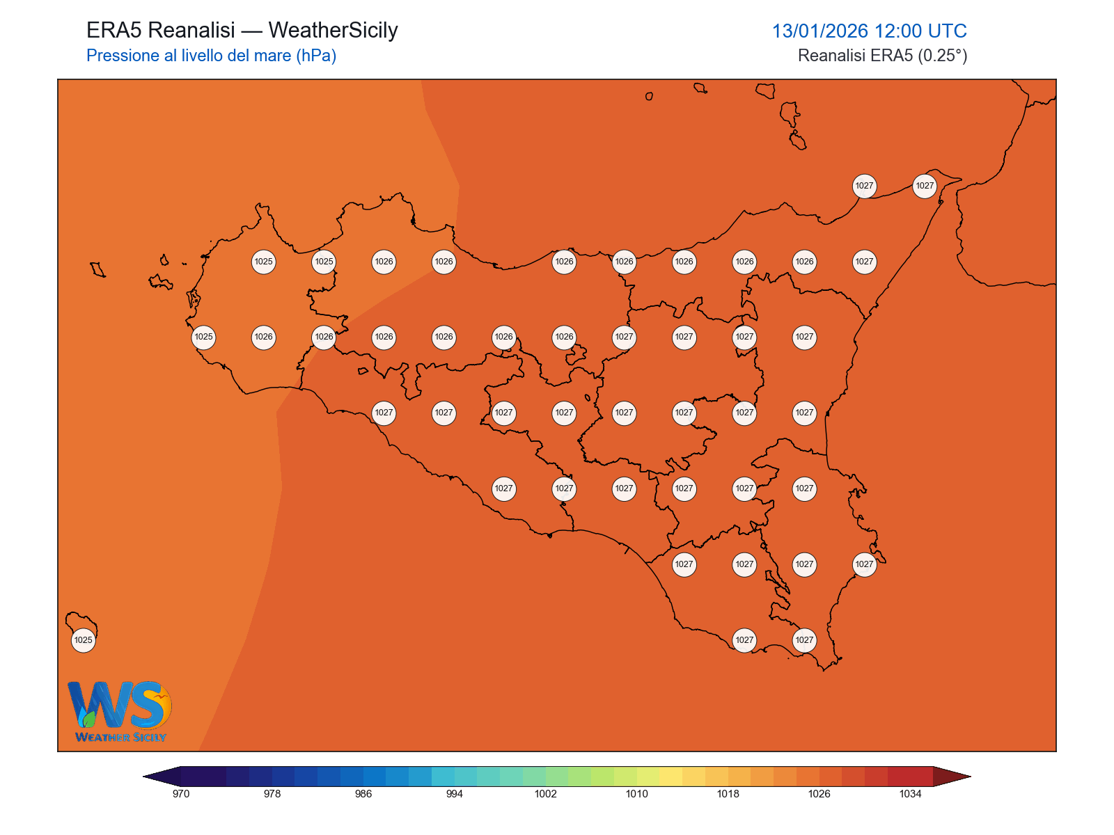 Pressione al livello del mare · 2026011312