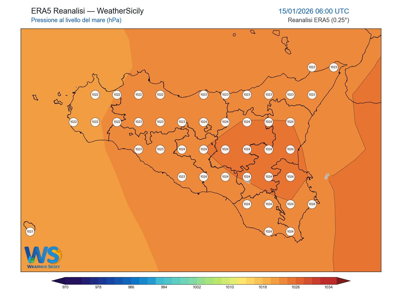 Pressione al livello del mare · 2026011506