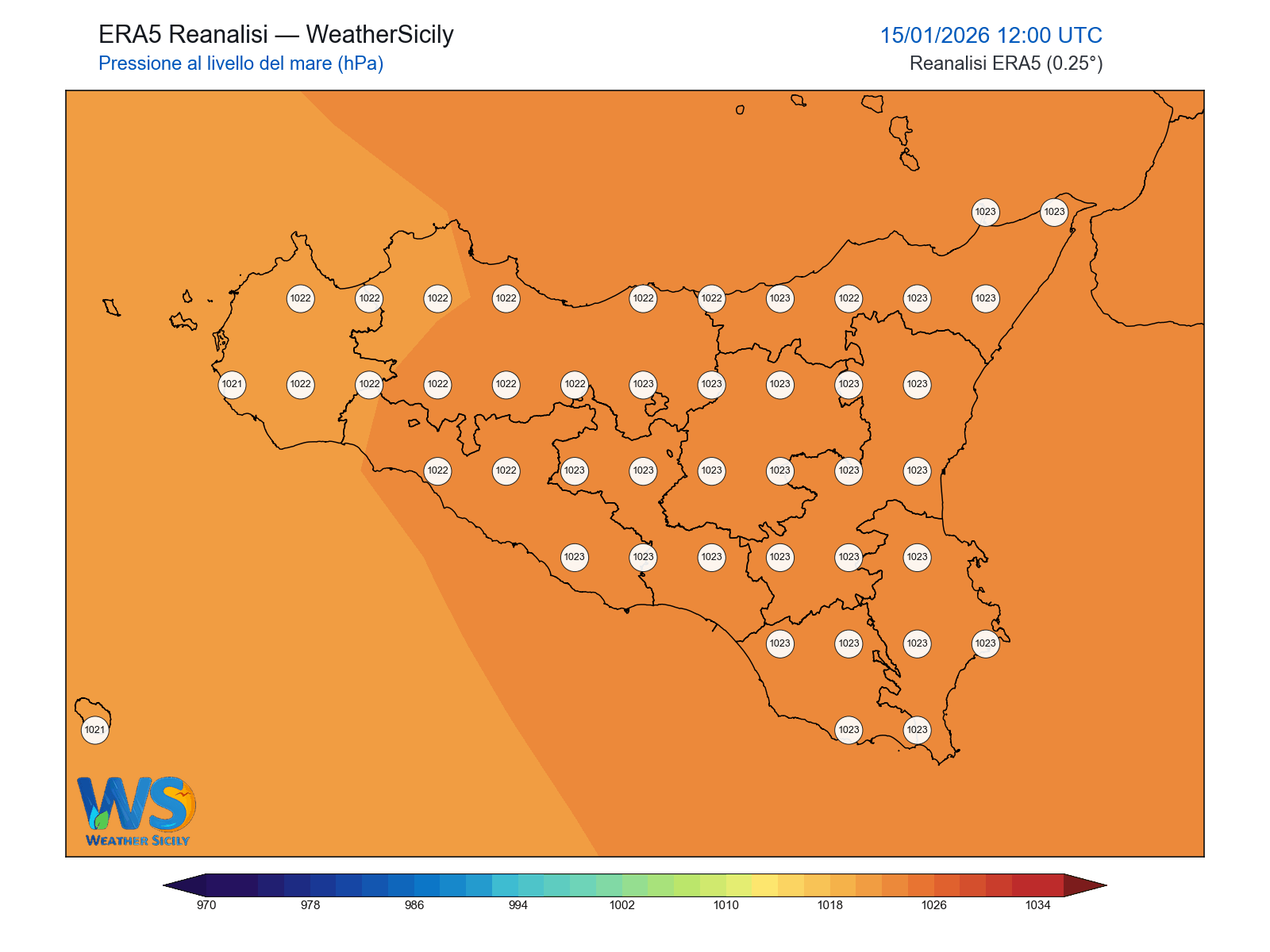 Pressione al livello del mare · 2026011512