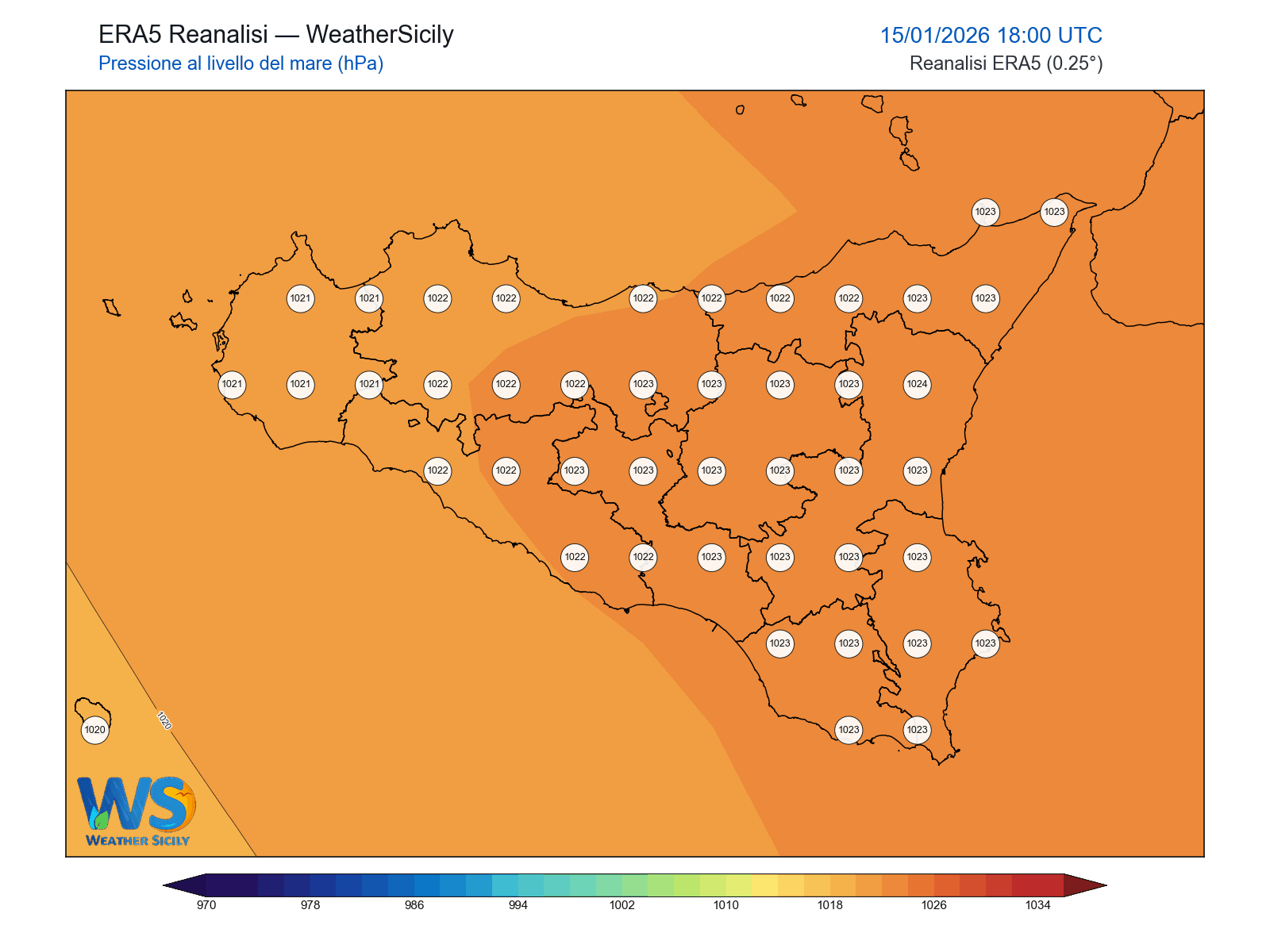 Pressione al livello del mare · 2026011518